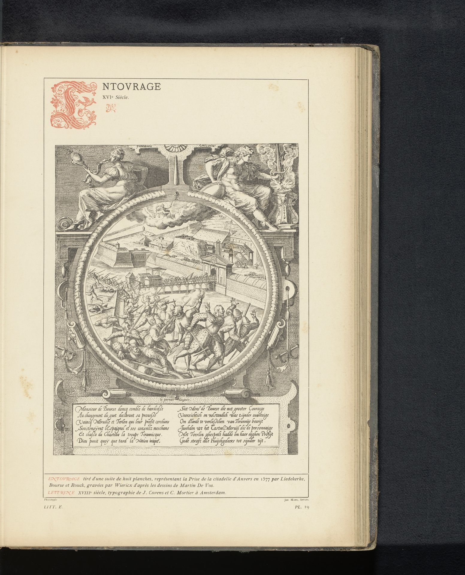 Reproductie van een prent van de inname van de citadel van Antwerpen in 1577 door Johannes Wierix naar Maerten de Vos by Anonymous