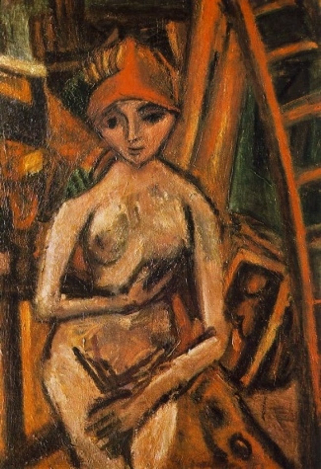 Nude with Red Turban by Bela Czobel