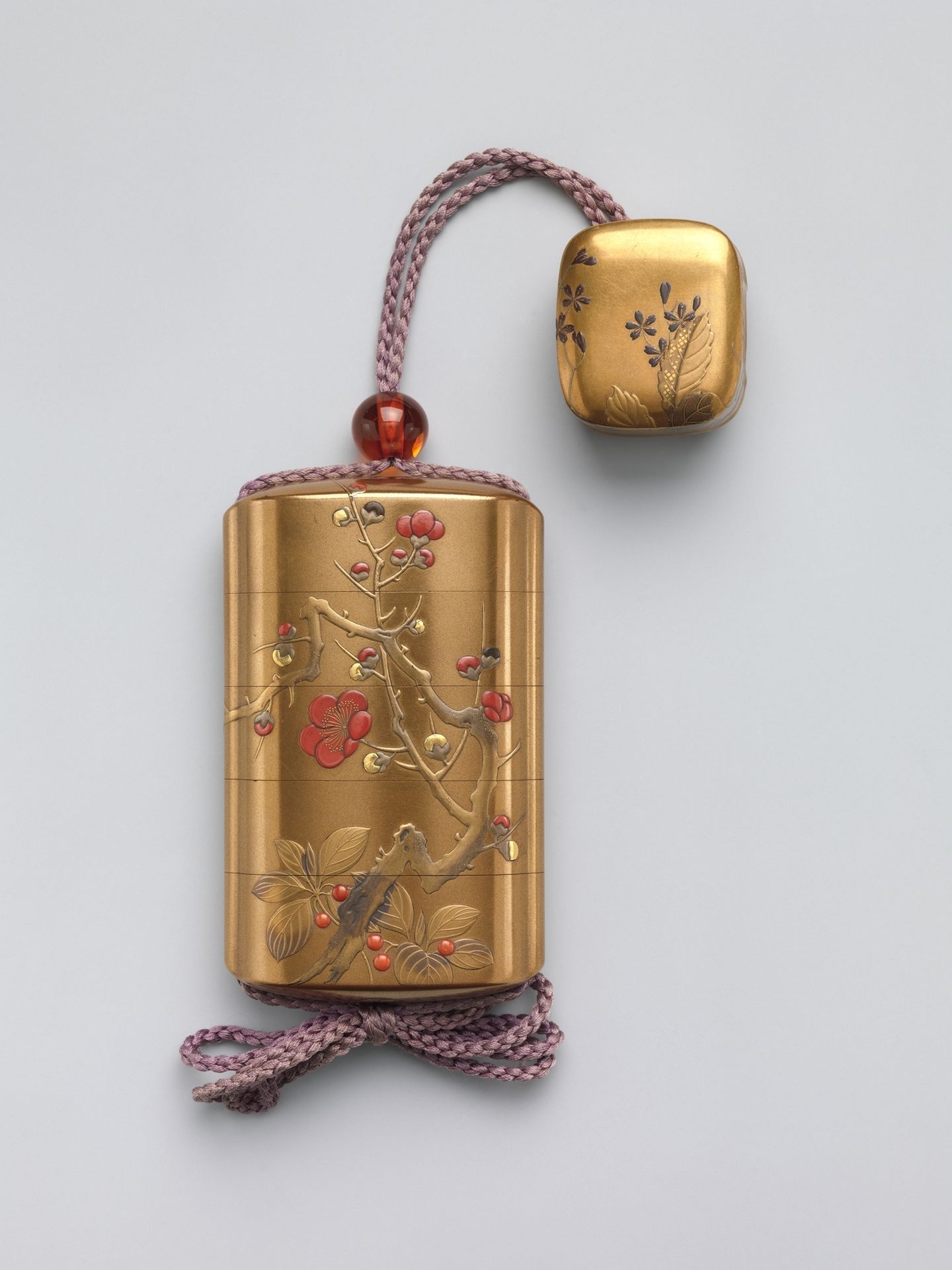 Inrō with Design of Blossoming Plum Tree by Hara Yōyūsai