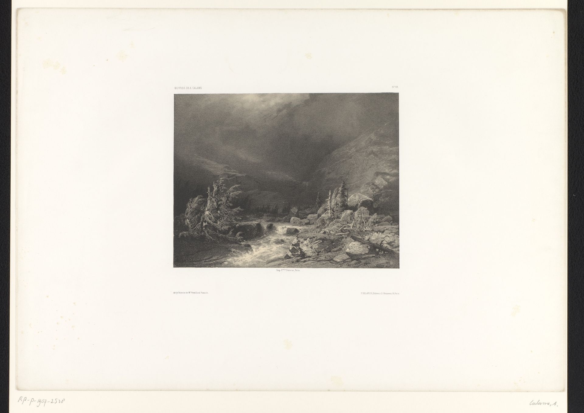 Berglandschap met beek en onweerslucht by Alexandre Calame