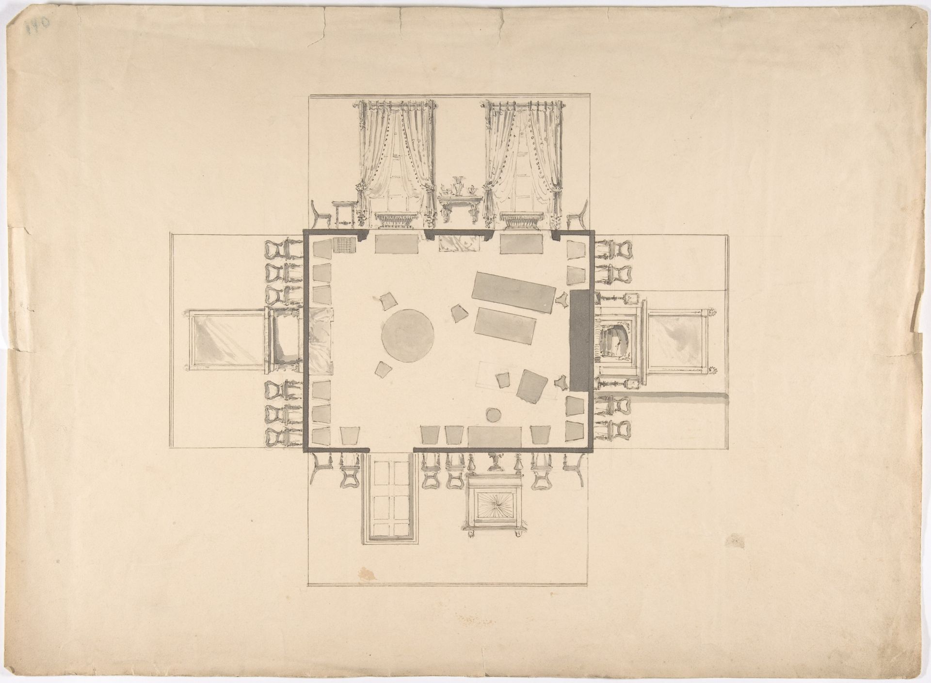Plan and Elevations of a Room by Anonymous