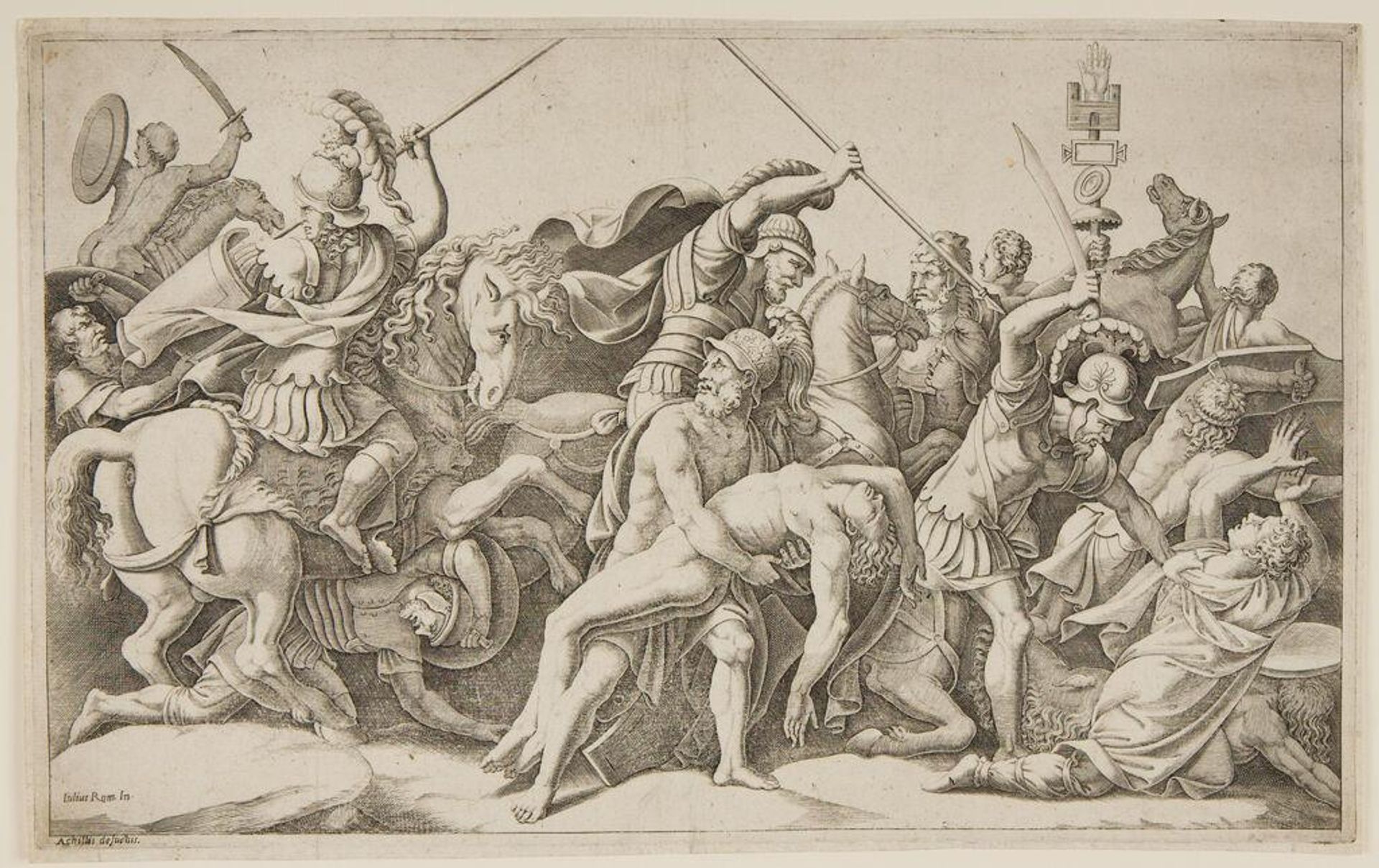 The Body of Patroclus Borne from the Battlefield by Diana Scultori