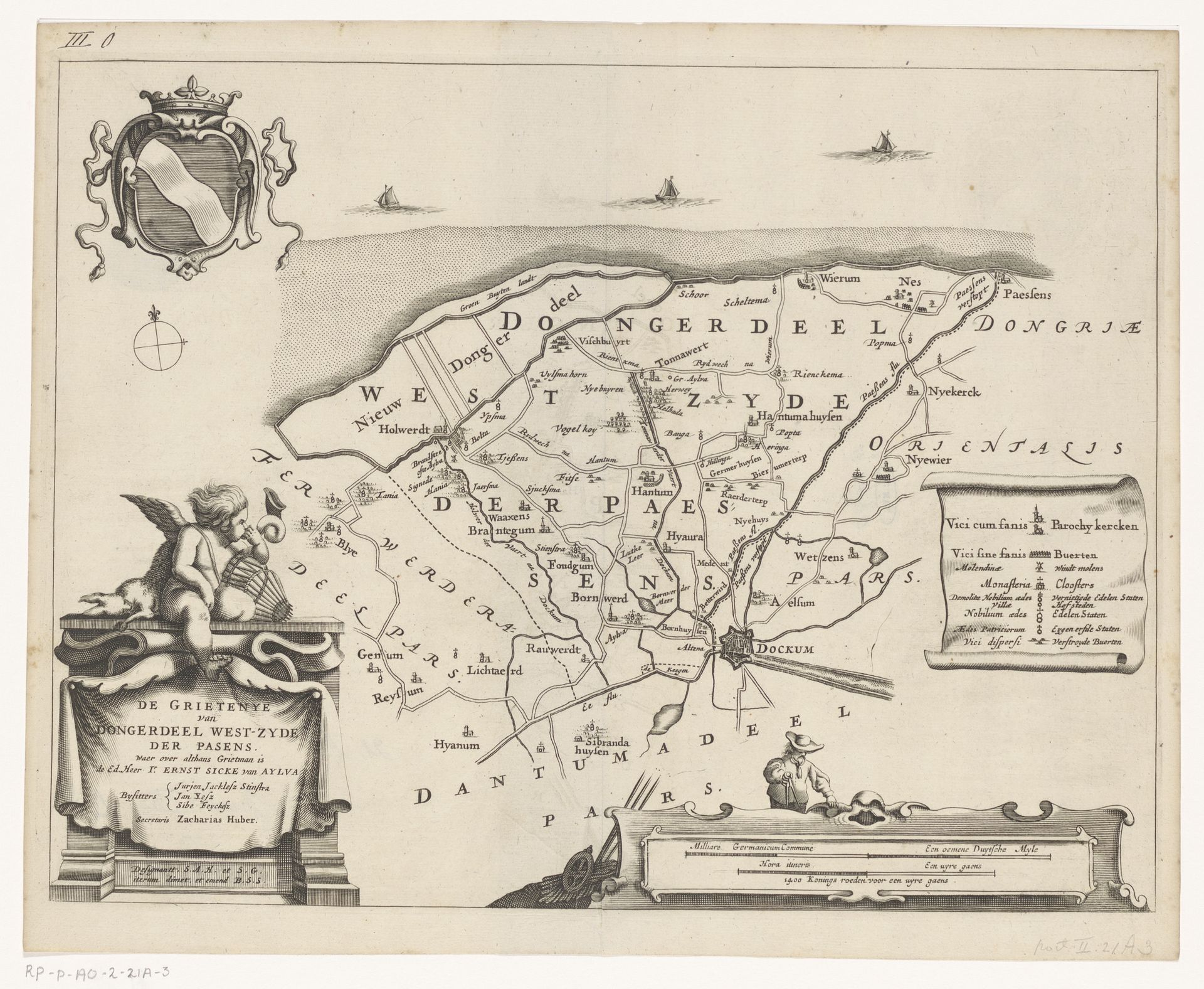 Kaart van de grietenij Westdongeradeel by Jacob van Meurs