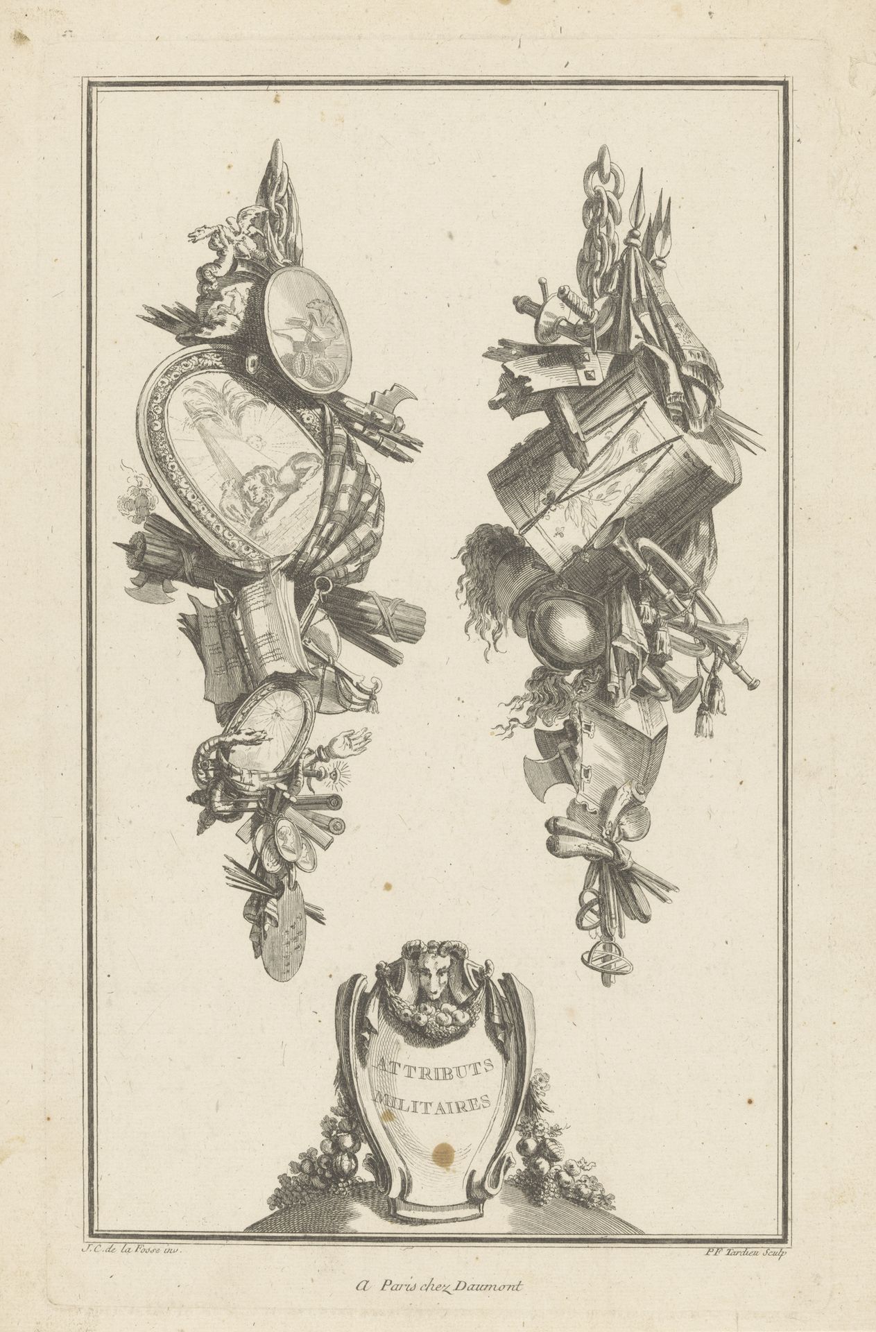 Trofeeën met schild en trommel by Pierre François Tardieu