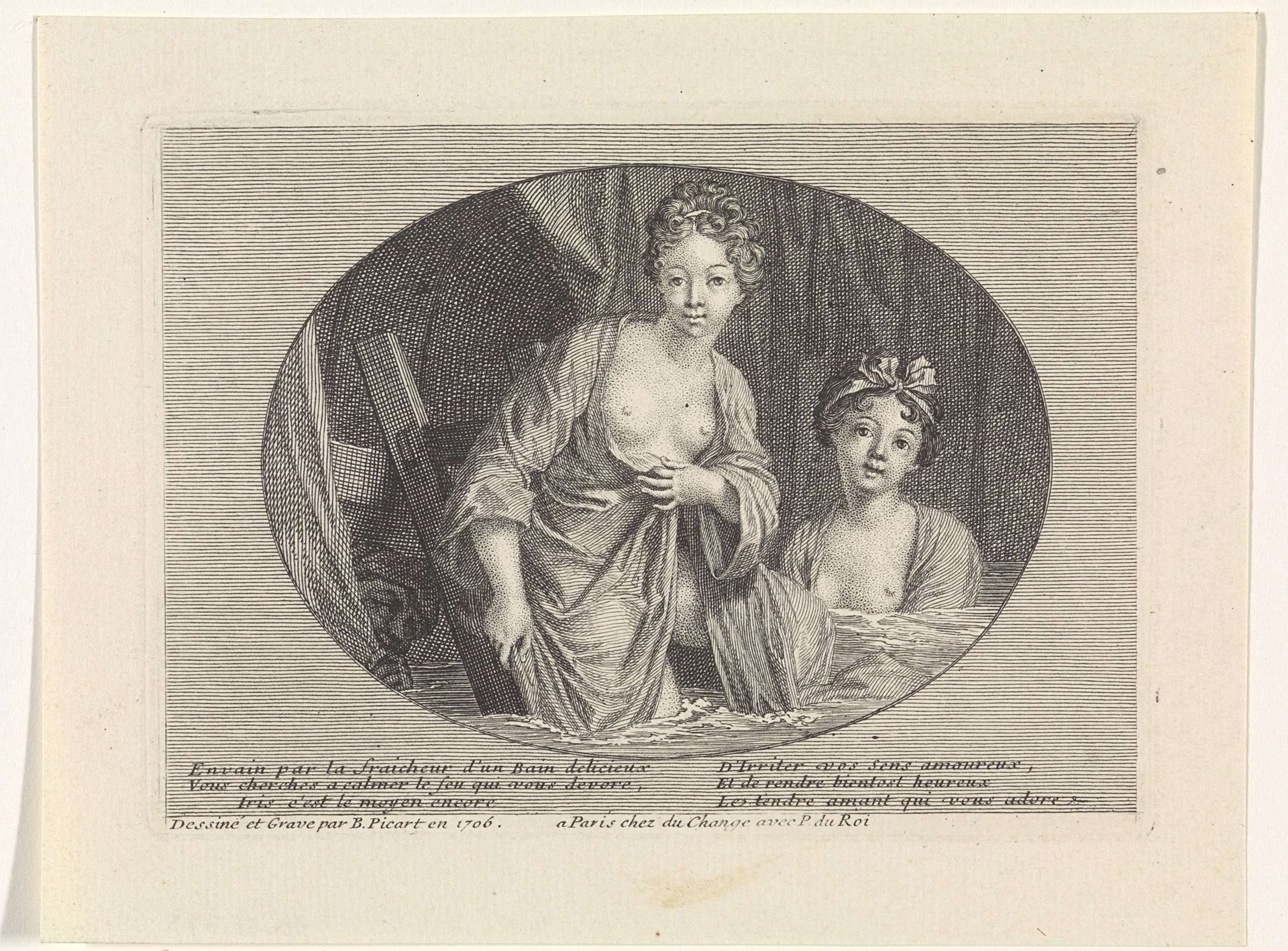 Twee vrouwen nemen een bad by Bernard Picart