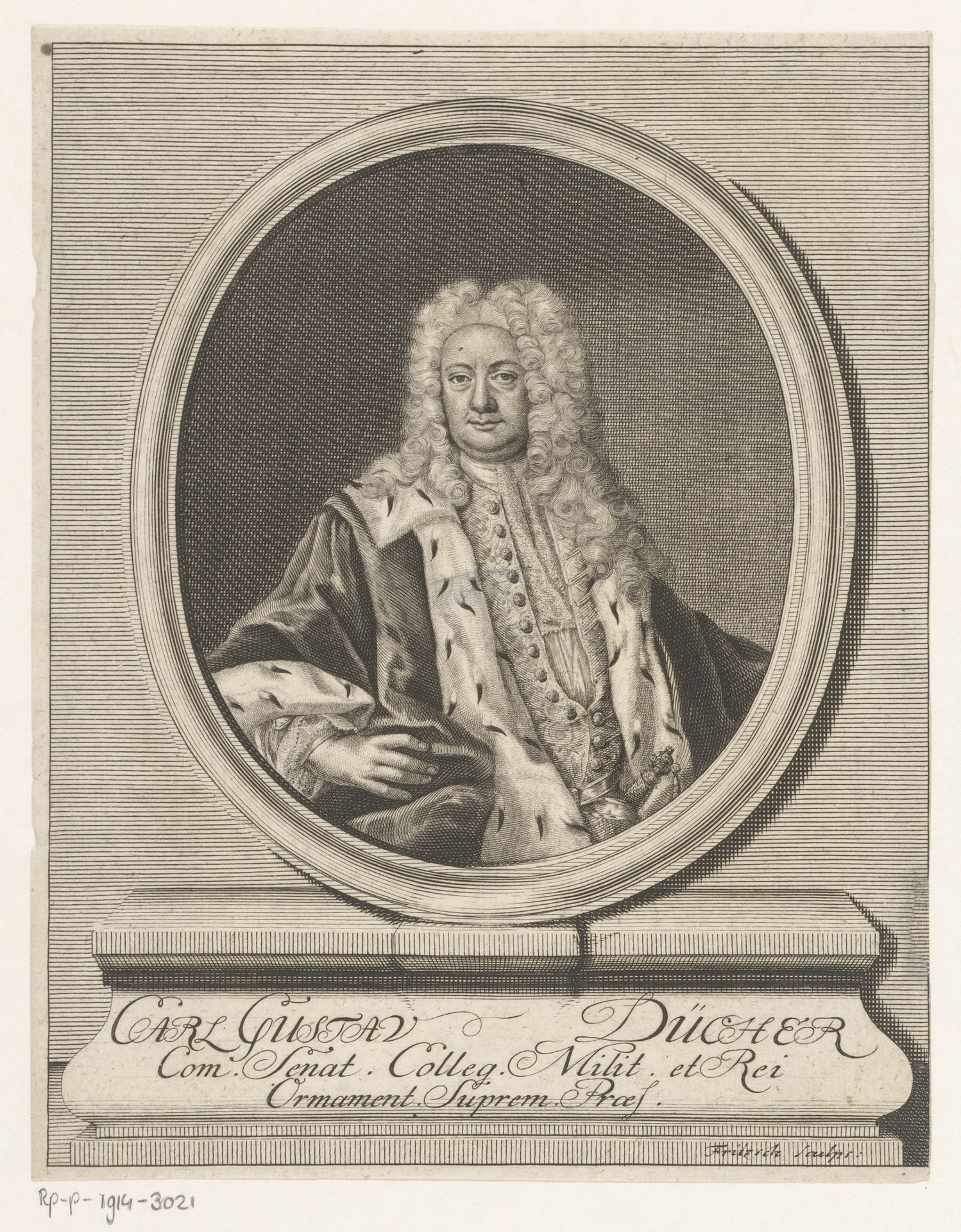 Portret van Carl Gustaf Dücker by Christian Fritzsch