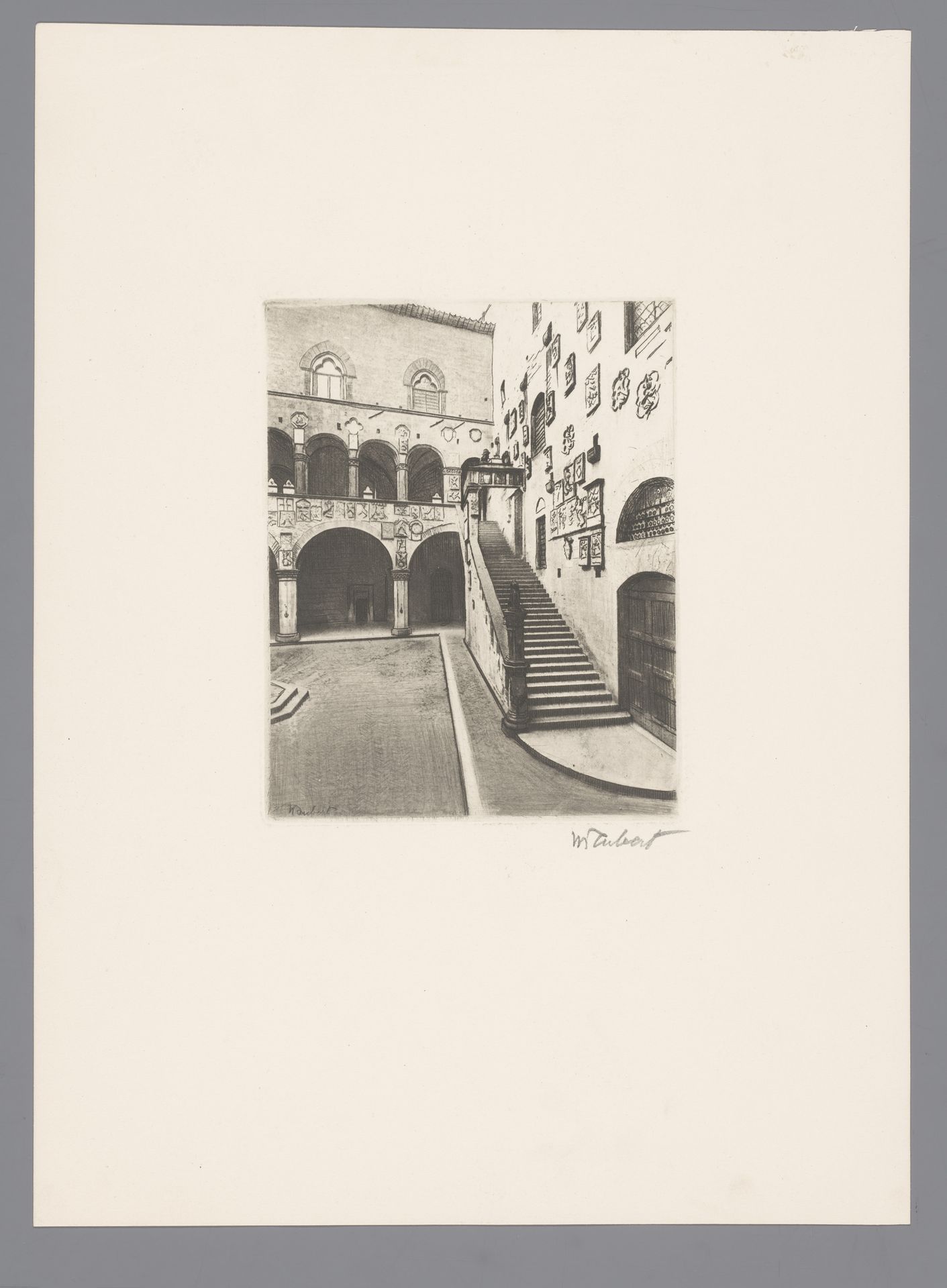 Binnenplaats van het Palazzo del Bargello te Florence by Guglielmo Taubert