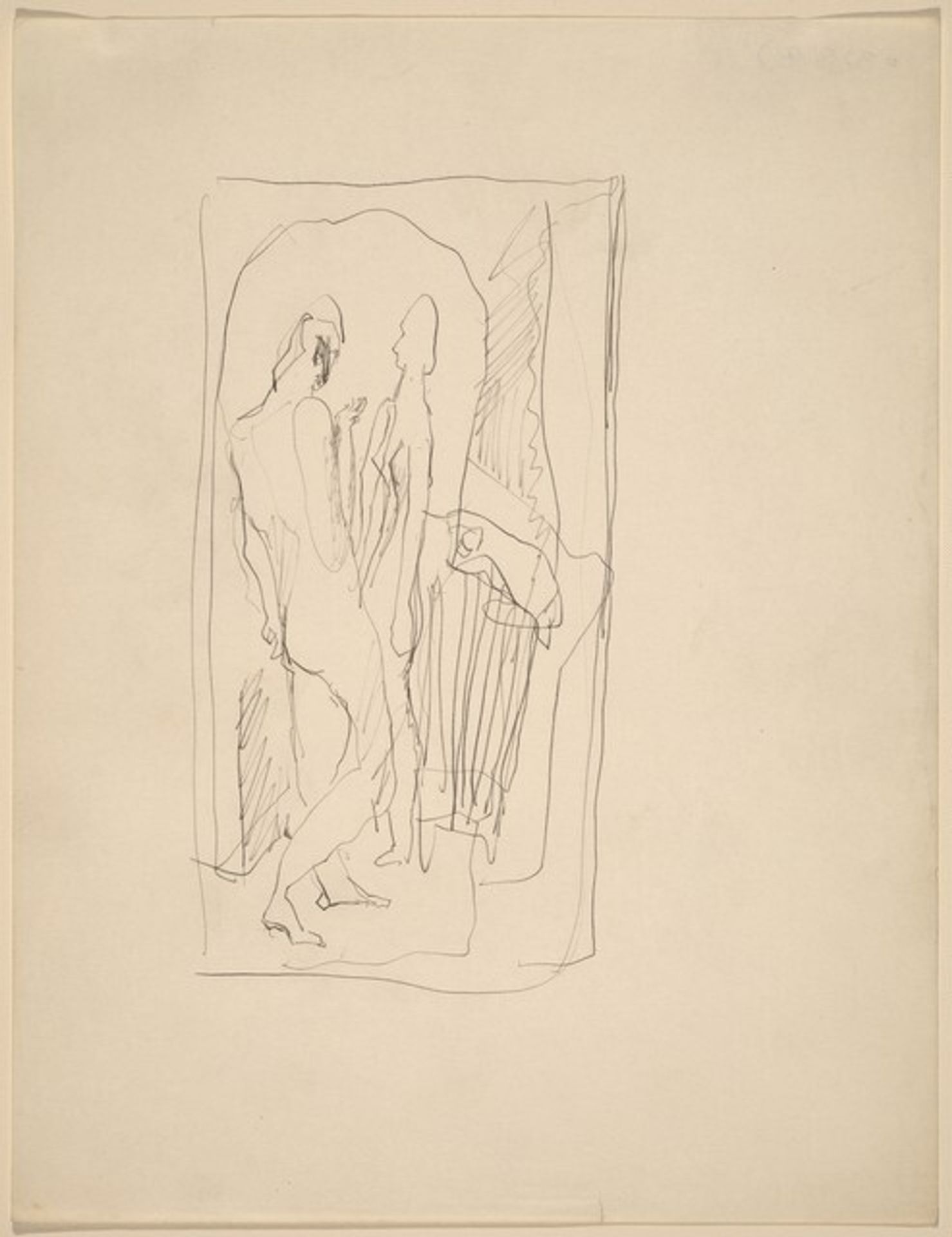 Two Nudes Standing in an Architectural Setting by Mark Rothko