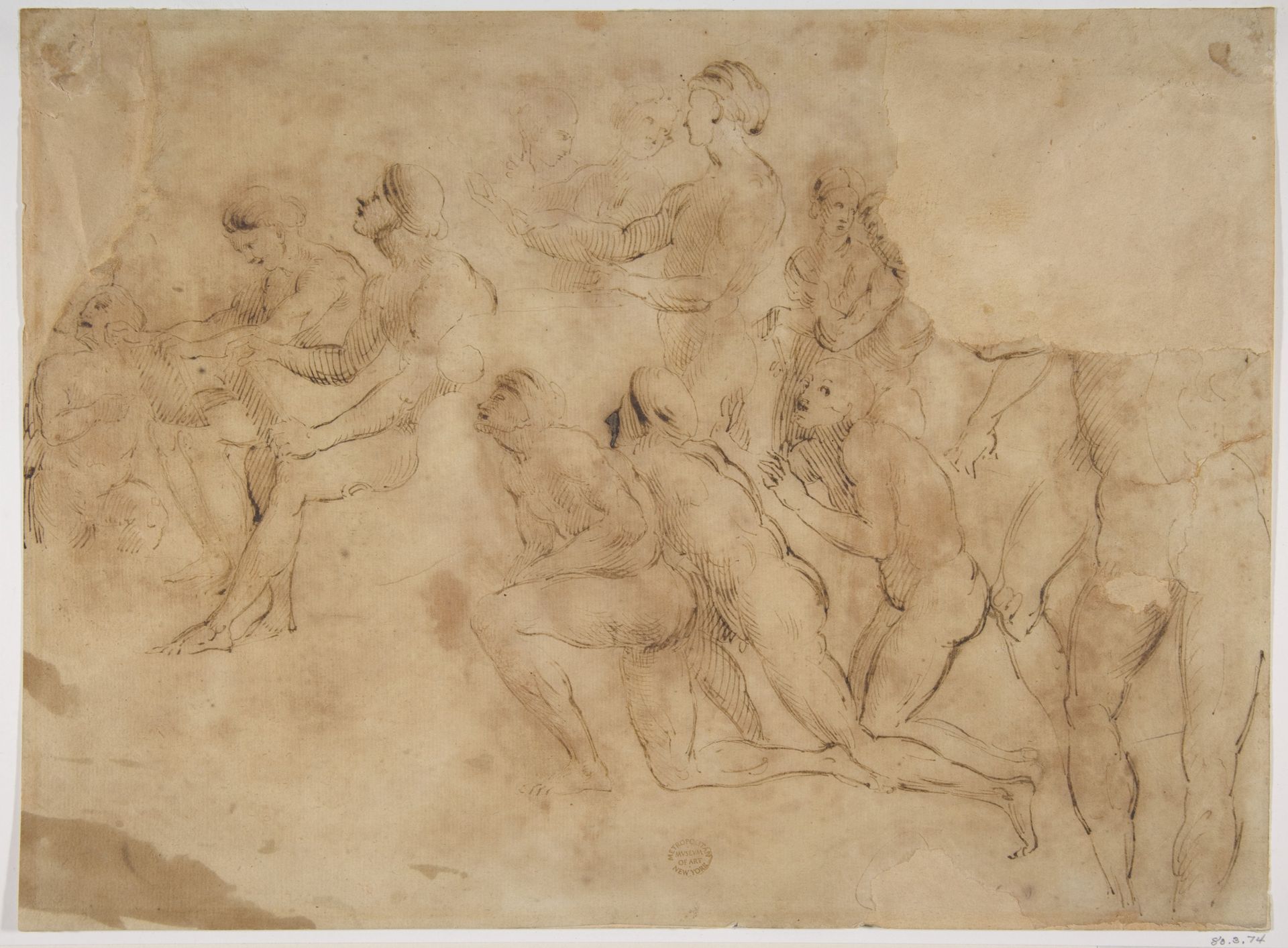 Figure studies (after Raphael's Disputa) by Raphael