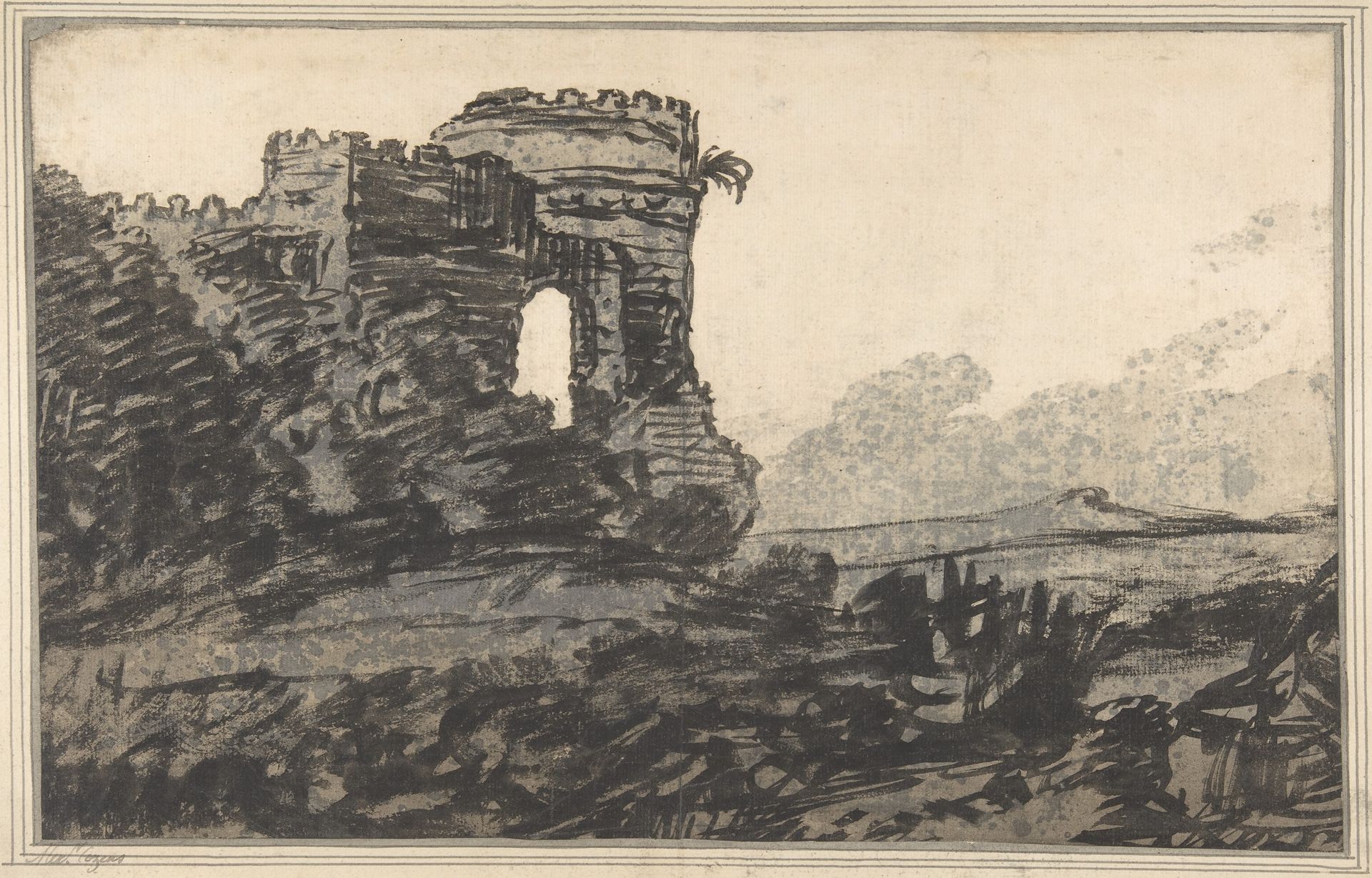 Ruined Castle and Trees by Alexander Cozens