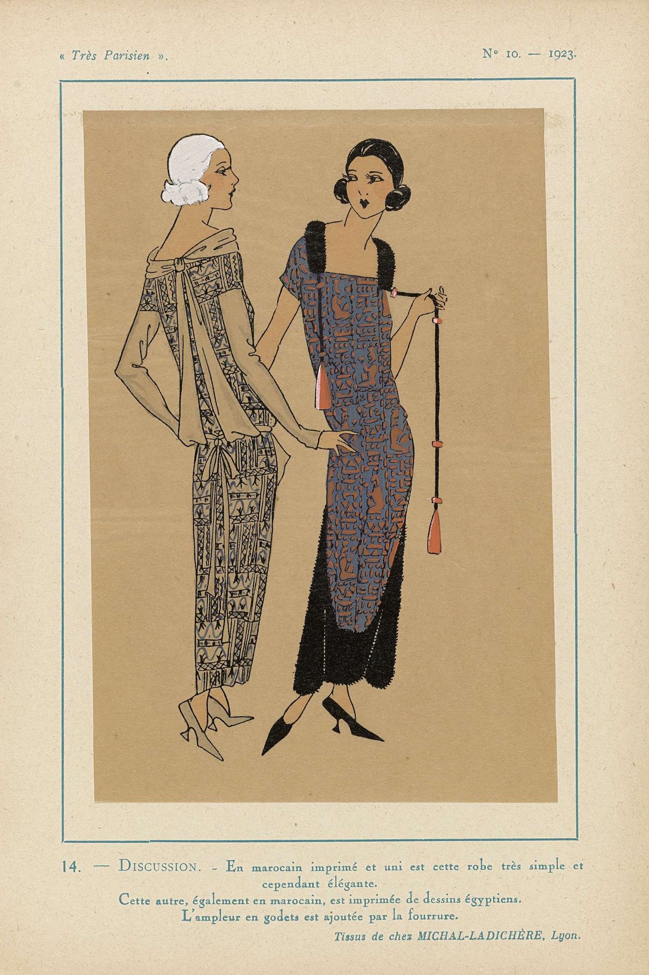 Très Parisien, 1923, No 10: 14.- DISCUSSION. - En marocain imprimé... by Anonymous