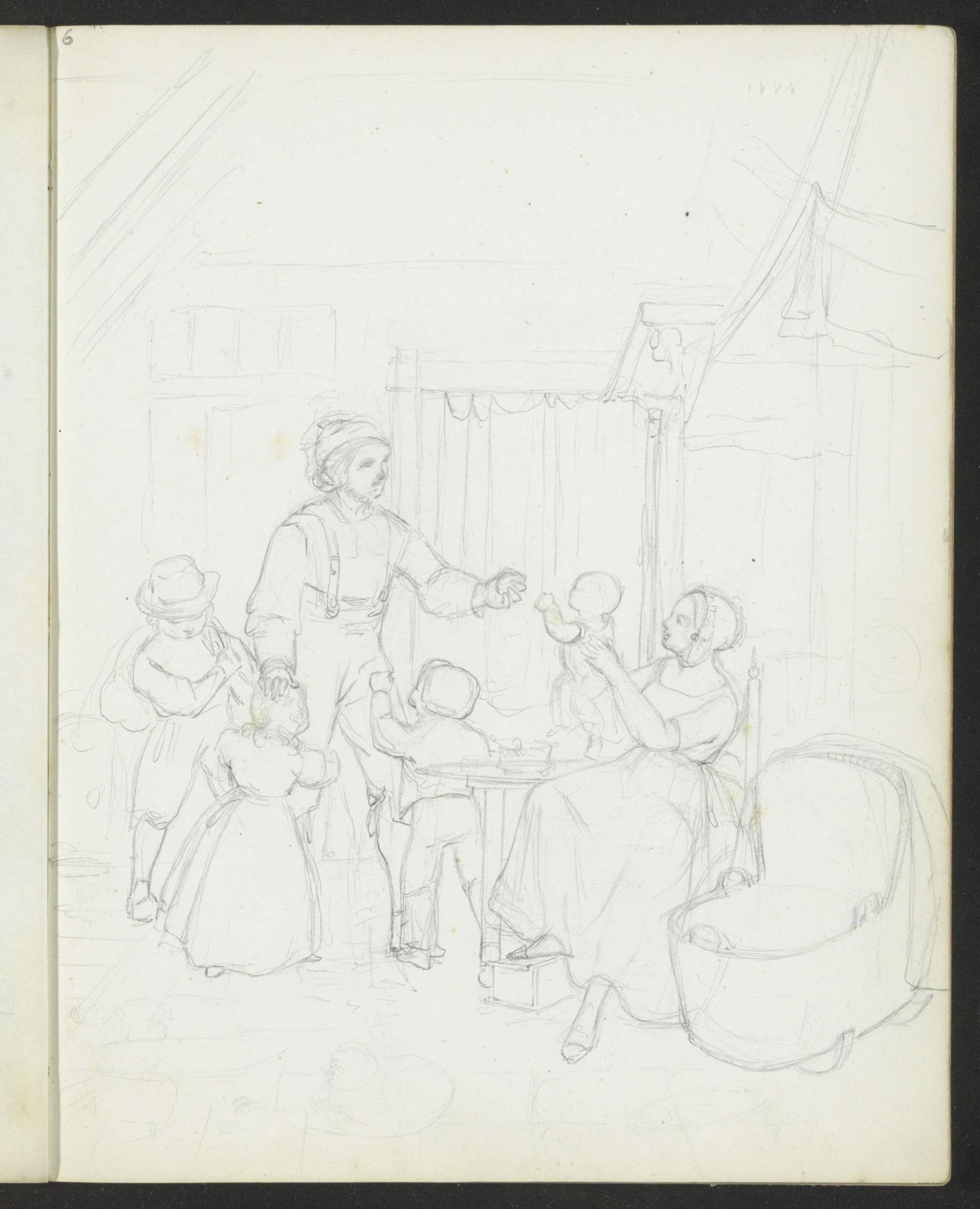 Boerenfamilie in een interieur by Hendrik Abraham Klinkhamer