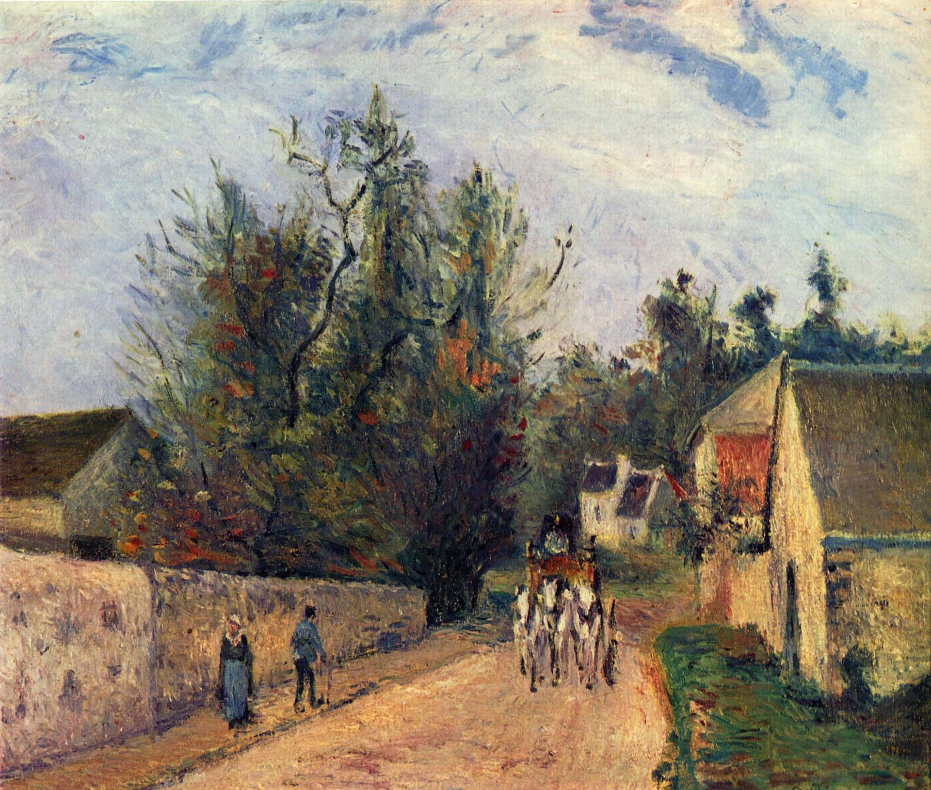 The Stage on the Road from Ennery to l'Hermigate, Pontoise by Camille Pissarro