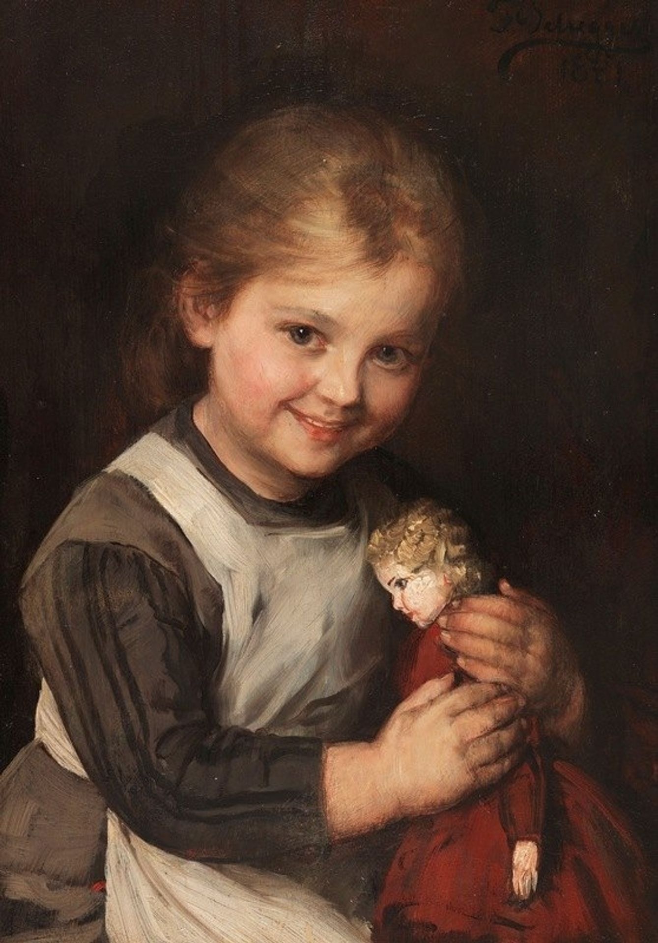 Kind mit Puppe by Franz von Defregger