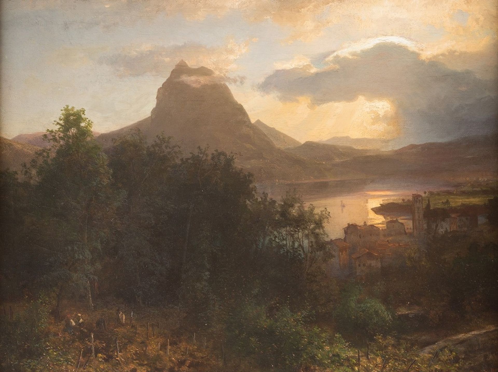 Grape harvest in the evening by Oswald Achenbach