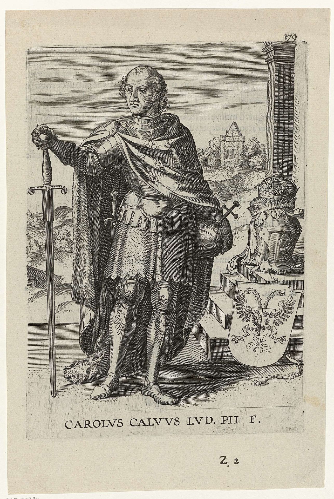 Portret van Karel de Kale by Philips Galle