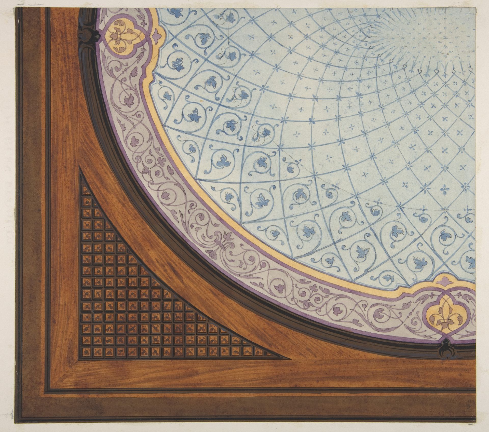 Design for the painted decoration of a ceiling by Jules-Edmond-Charles Lachaise