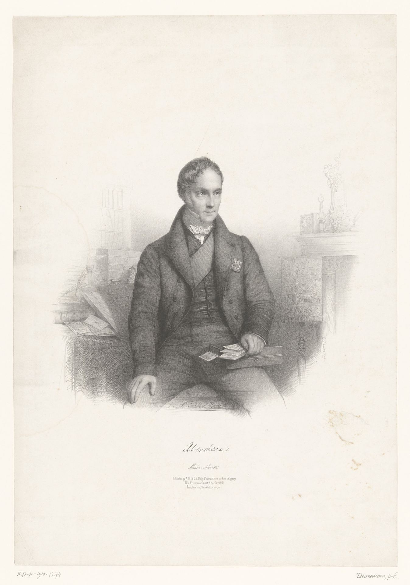 Portret van George Hamilton-Gordon, graaf van Aberdeen by Émilien Desmaisons