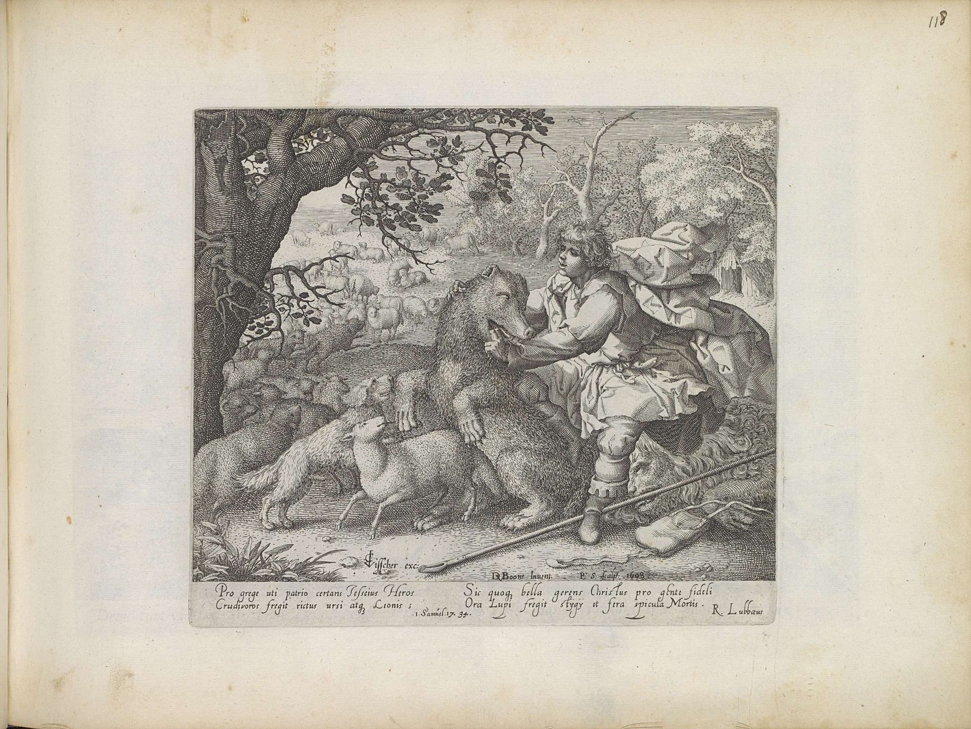 David verslaat de beer en de leeuw by Pieter Serwouters