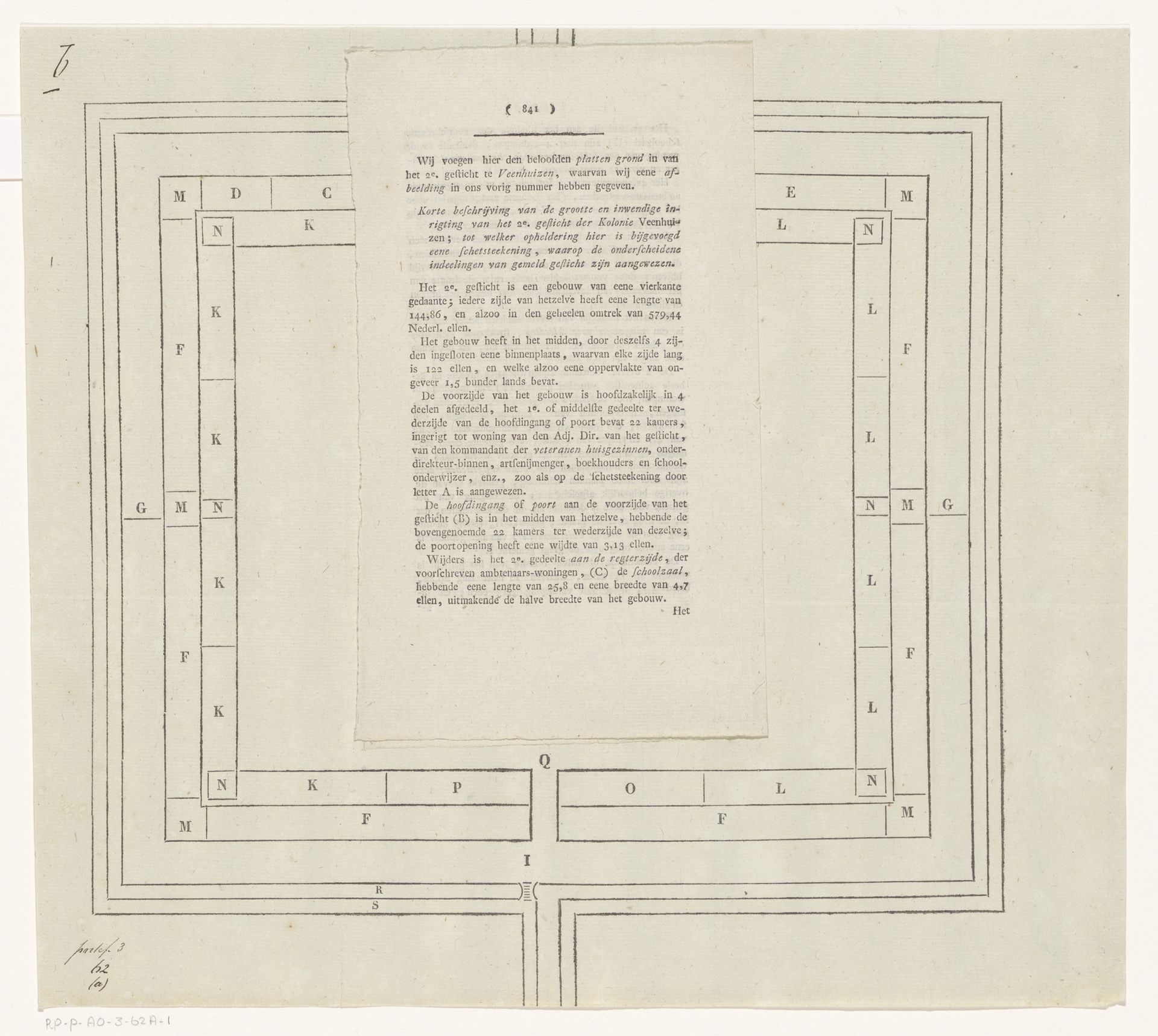 Plattegrond en beschrijving van het tweede gesticht van de Maatschappij van Weldadigheid te Veenhuizen by Johannes van der Hey