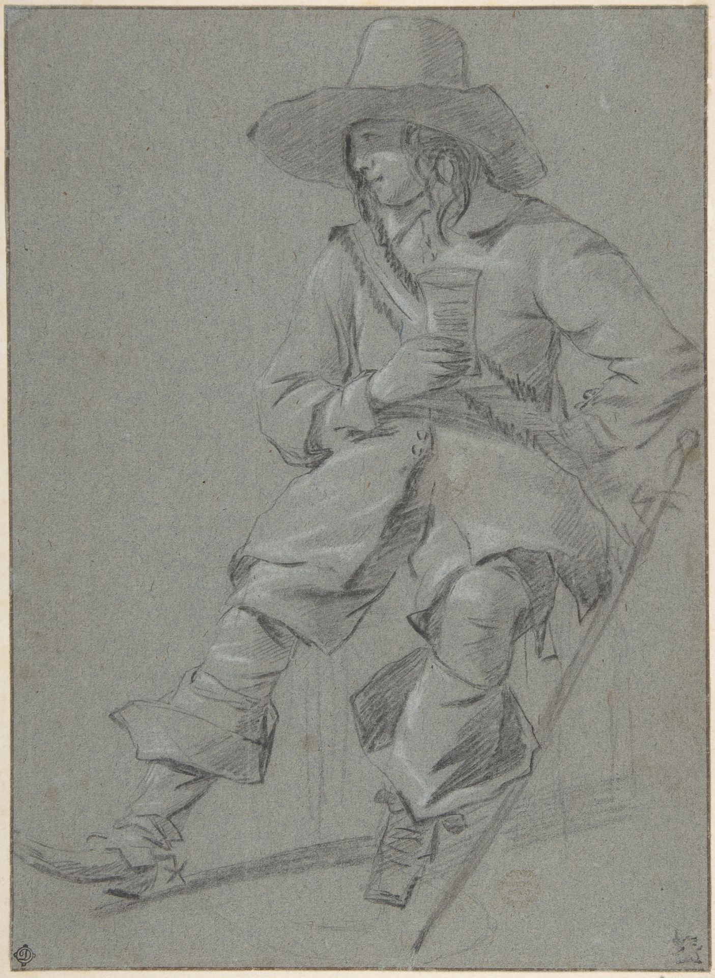 Seated Cavalier with Glass by Gabriel Metsu