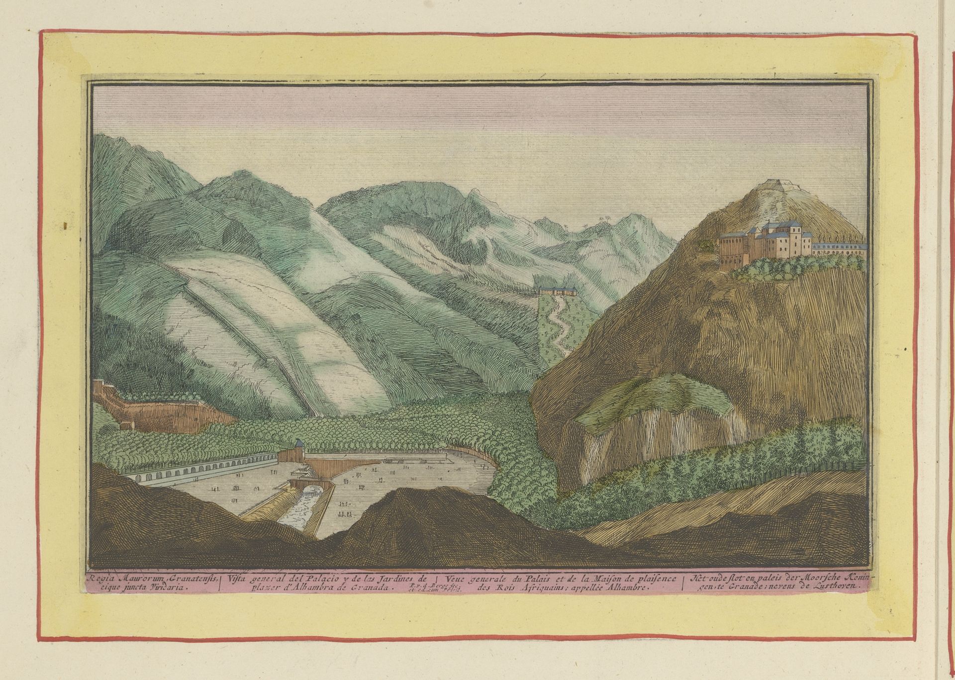 Gezicht op het paleis en de tuinen van de Moorse koningen te Granada by Pieter van den Berge