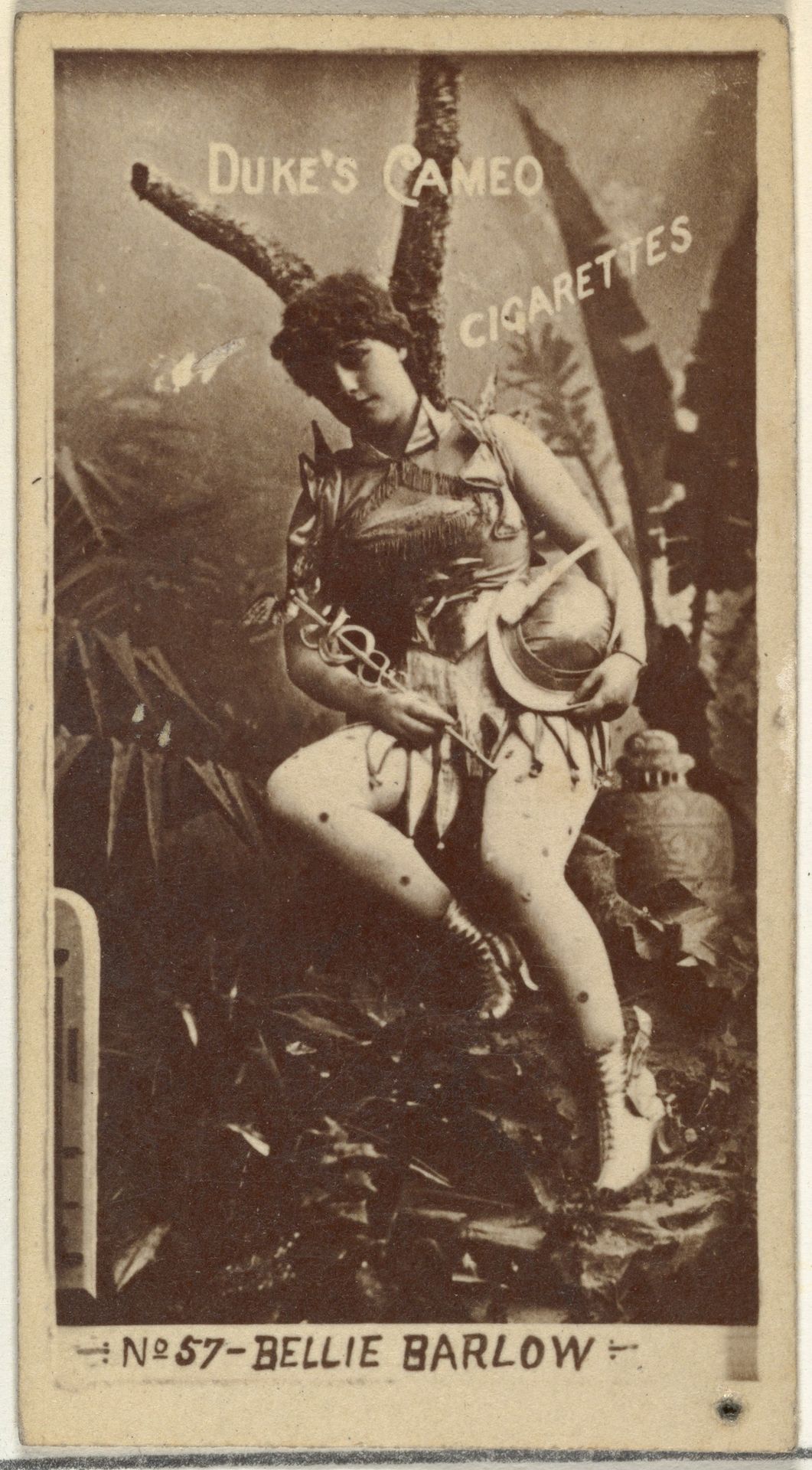 Card Number 57, Billie Barlow, from the Actors and Actresses series (N145-4) issued by Duke Sons & Co. to promote Cameo Cigarettes by W. Duke, Sons & Co.