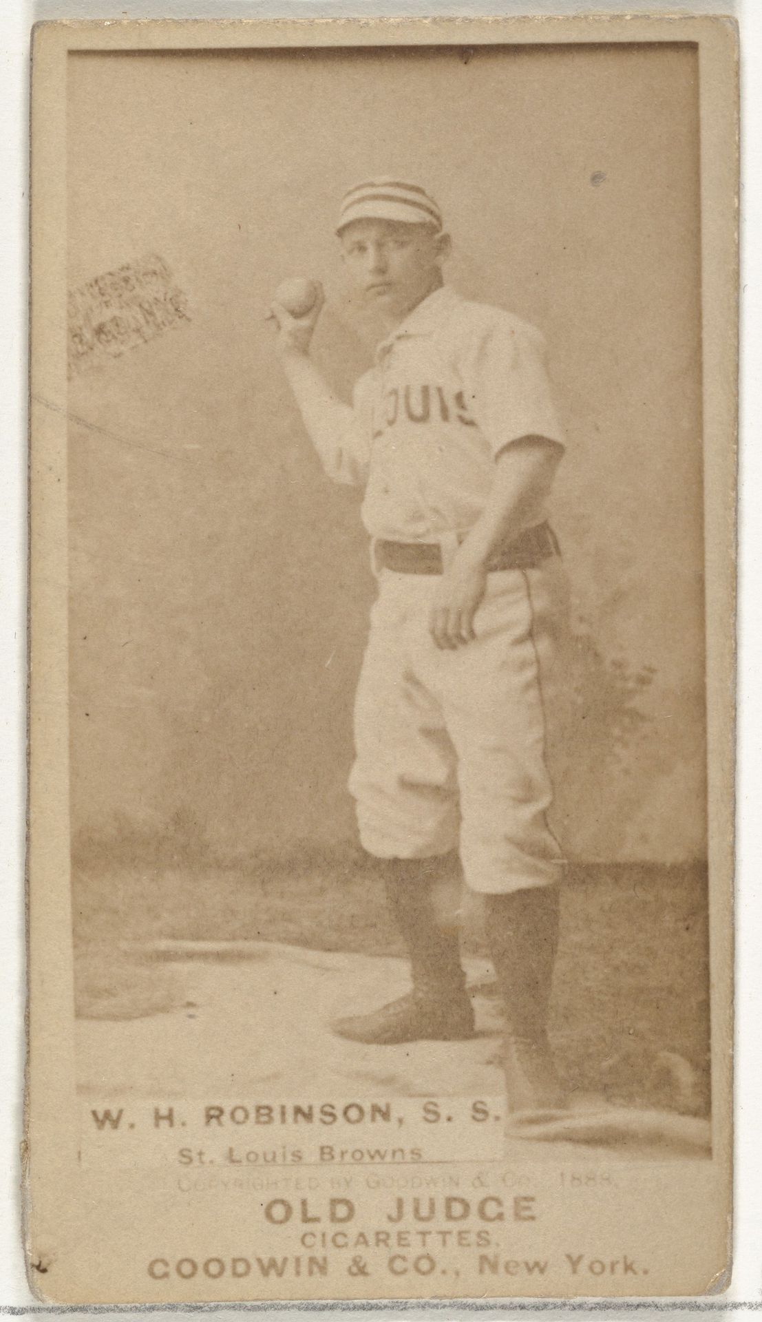 William H. "Yank" Robinson, Shortstop, St. Louis Browns, from the Old Judge series (N172) for Old Judge Cigarettes by Goodwin & Company