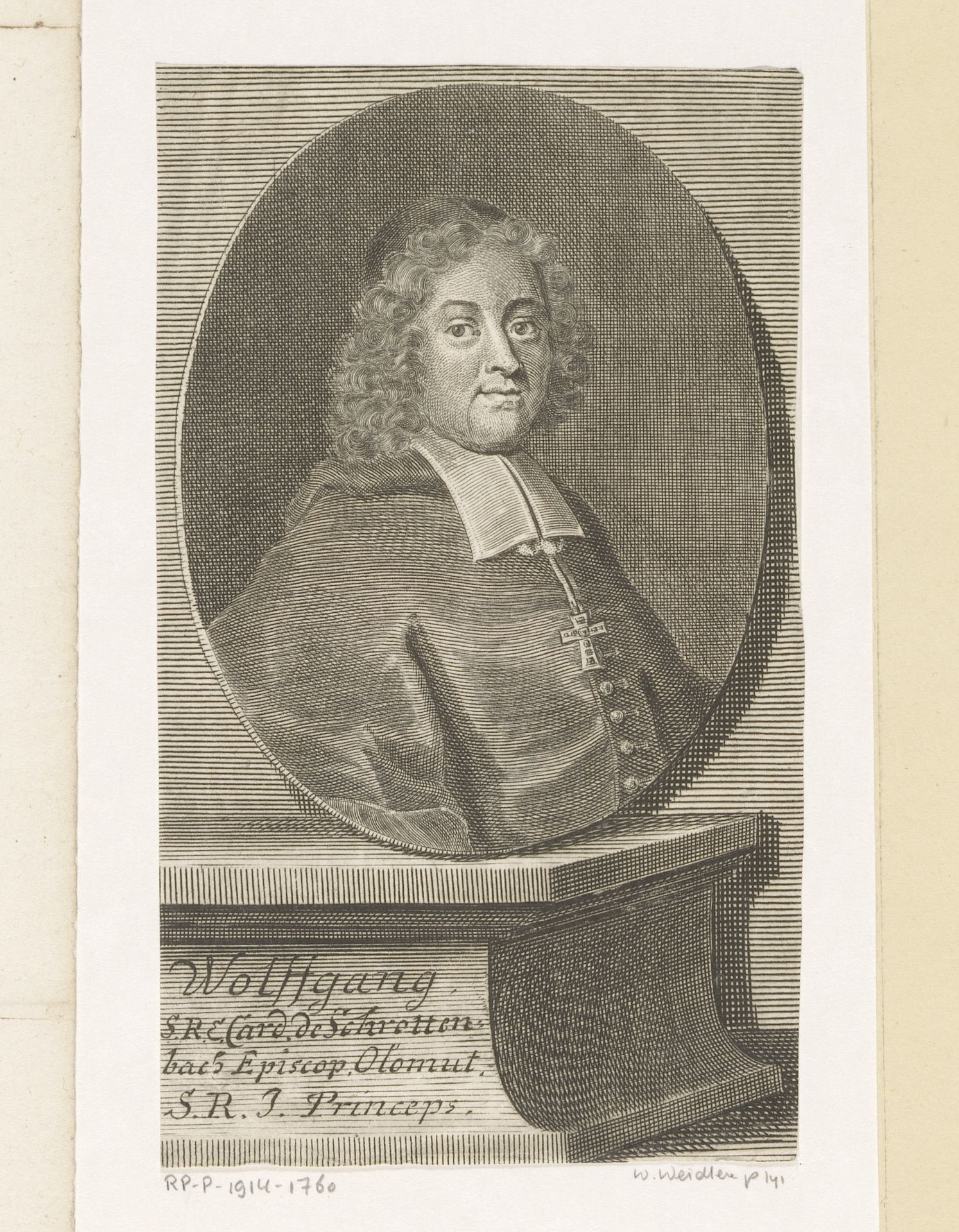 Portret van Wolfgang Hanibal von Schrattenbach by Martin Bernigeroth