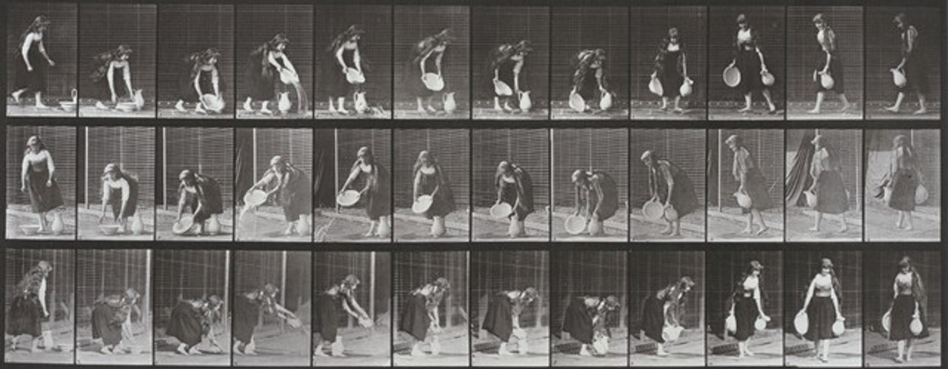 Plate Number 234. Lifting and emptying a basin of water and turning by Eadweard Muybridge