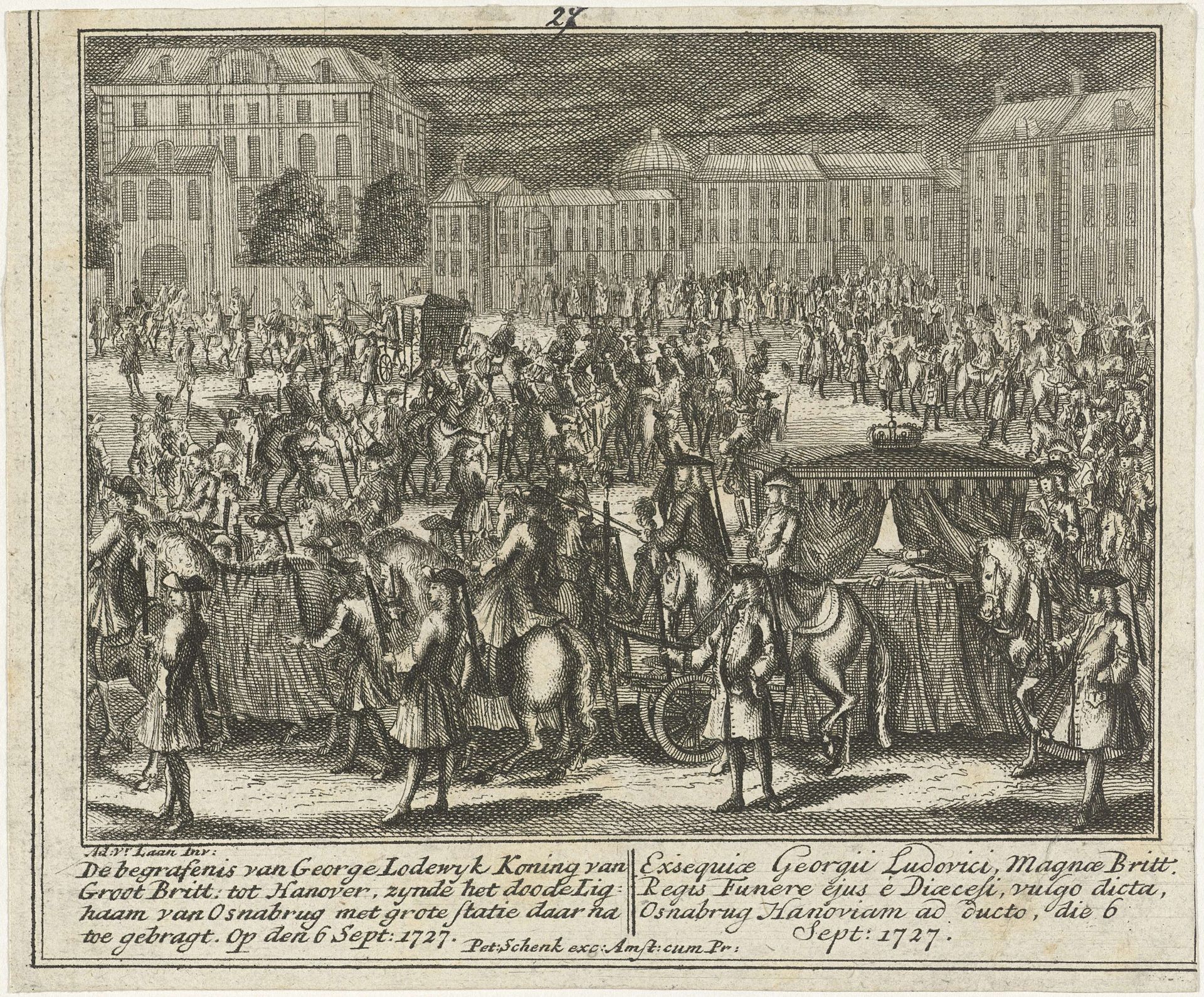 Lijkstatie van George I, koning van Engeland, 1727 by Leonard Schenk