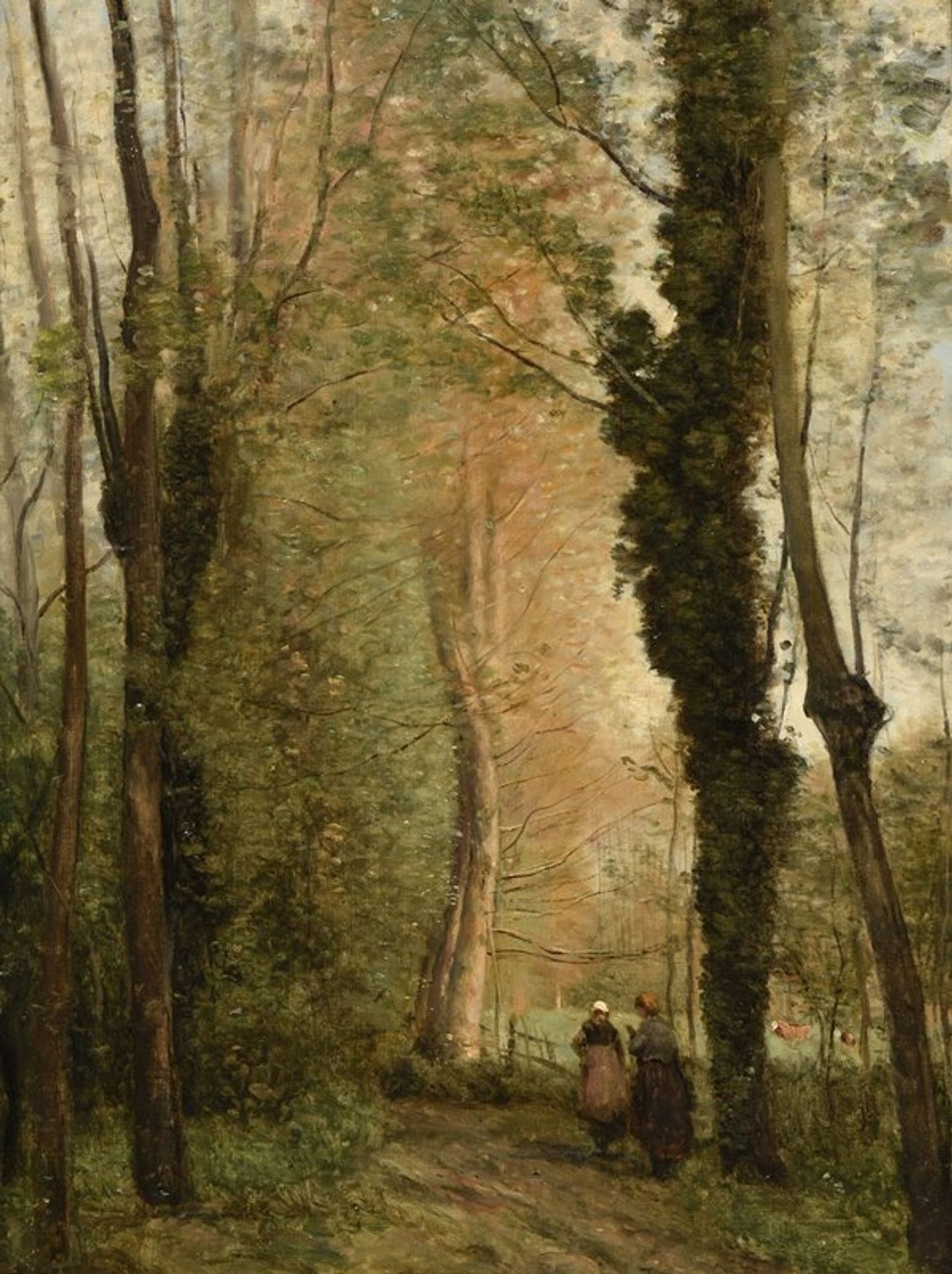 Un chemin sous les arbres au printemps by Camille Corot
