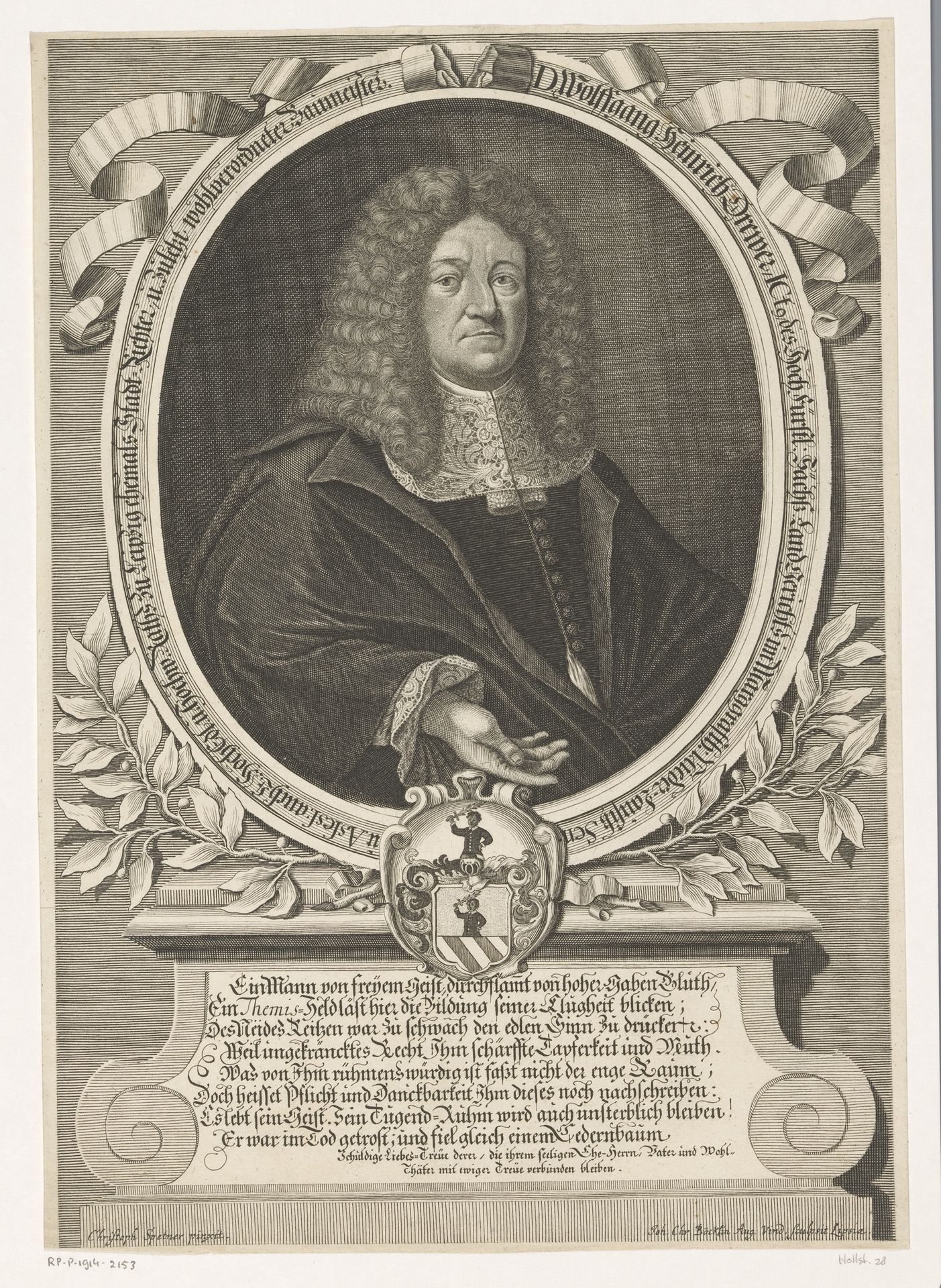 Portret van Wolfgang Heinrich Drewer by Johann Christoph Boecklin