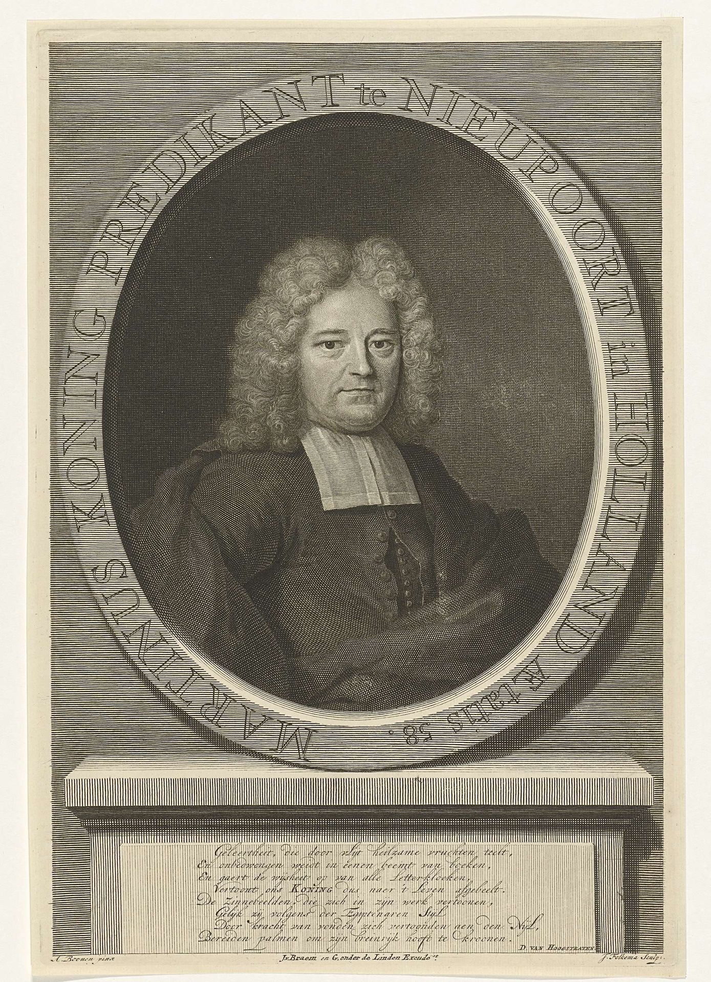 Portret van Martinus Koning by Jacob Folkema