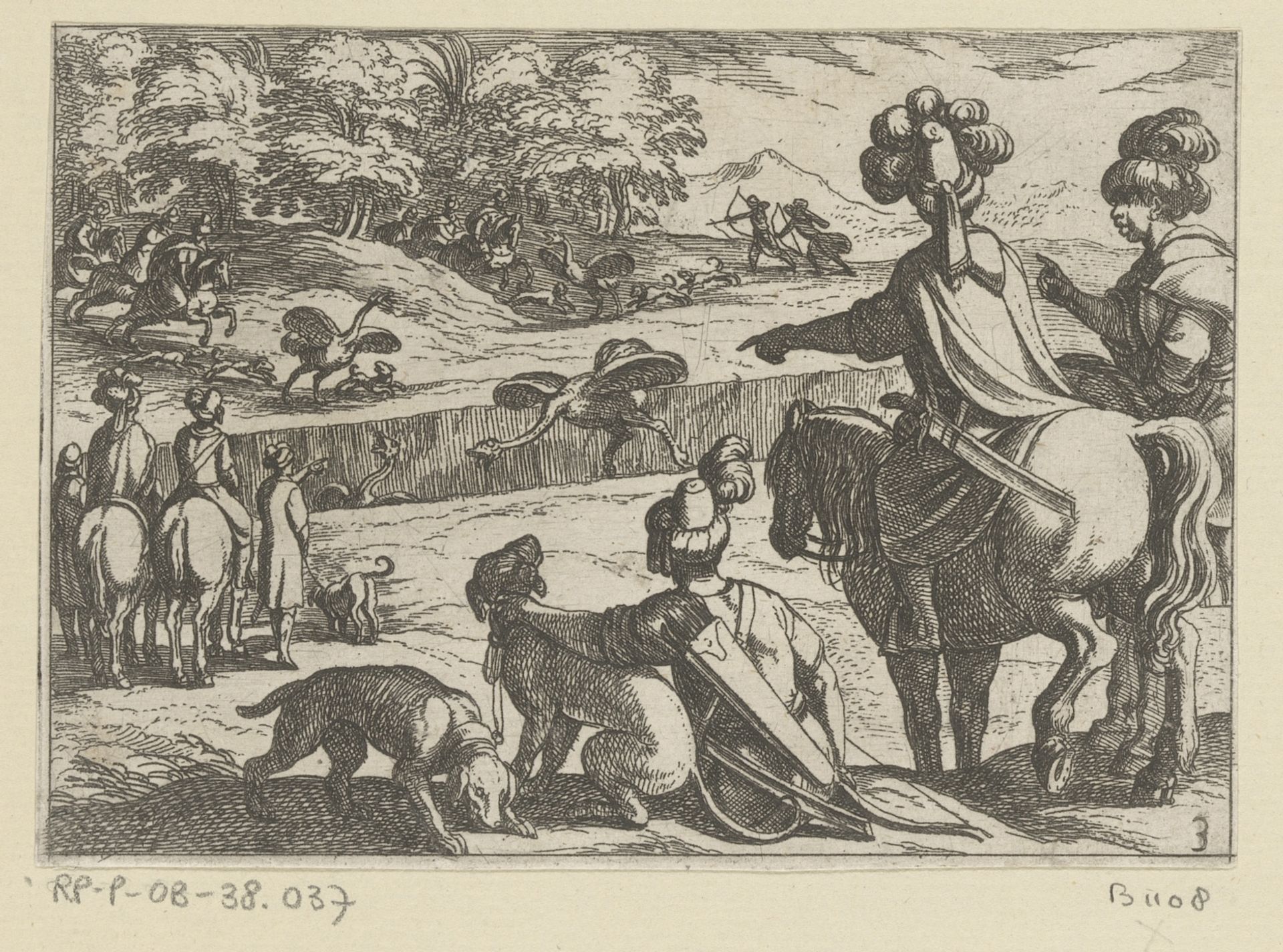 Jacht op struisvogels by Antonio Tempesta