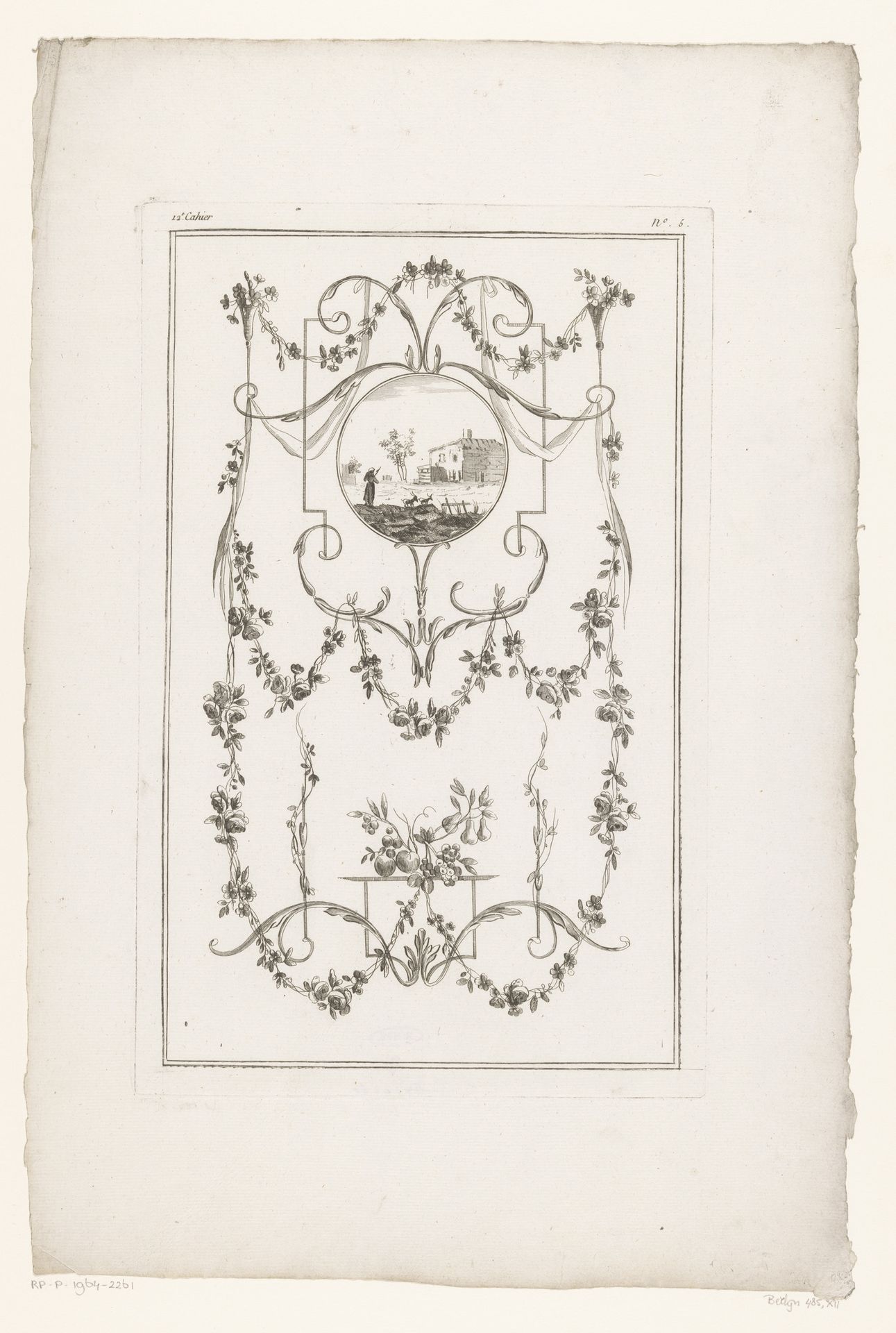 Paneel met medaillon met man in landschap by Jacques Juillet
