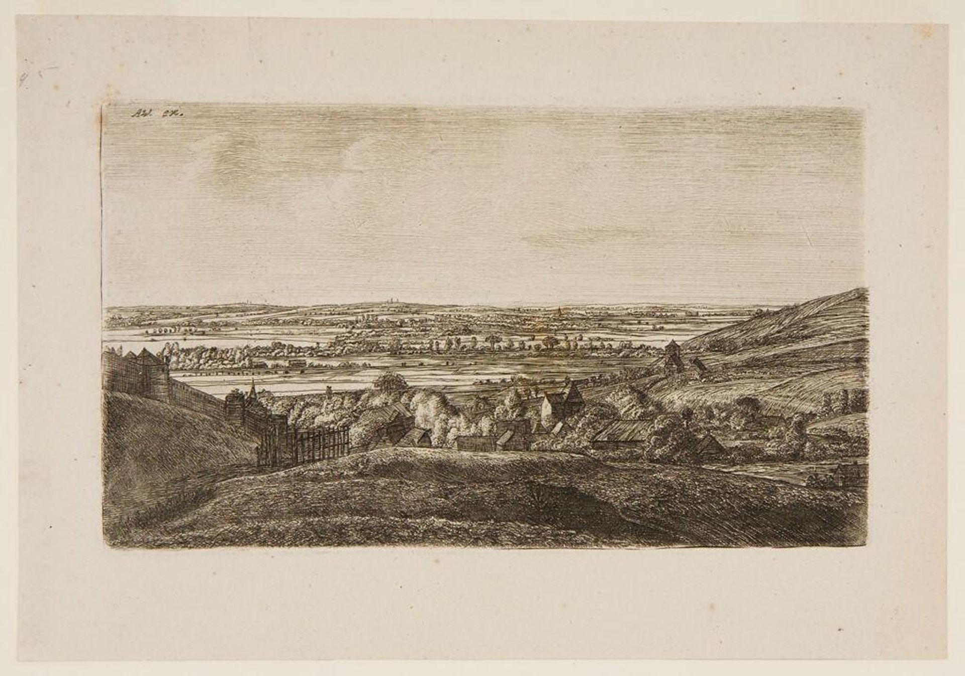 Village in a Valley, With Distant View Across the Lower Rhine by Johannes Ruischer