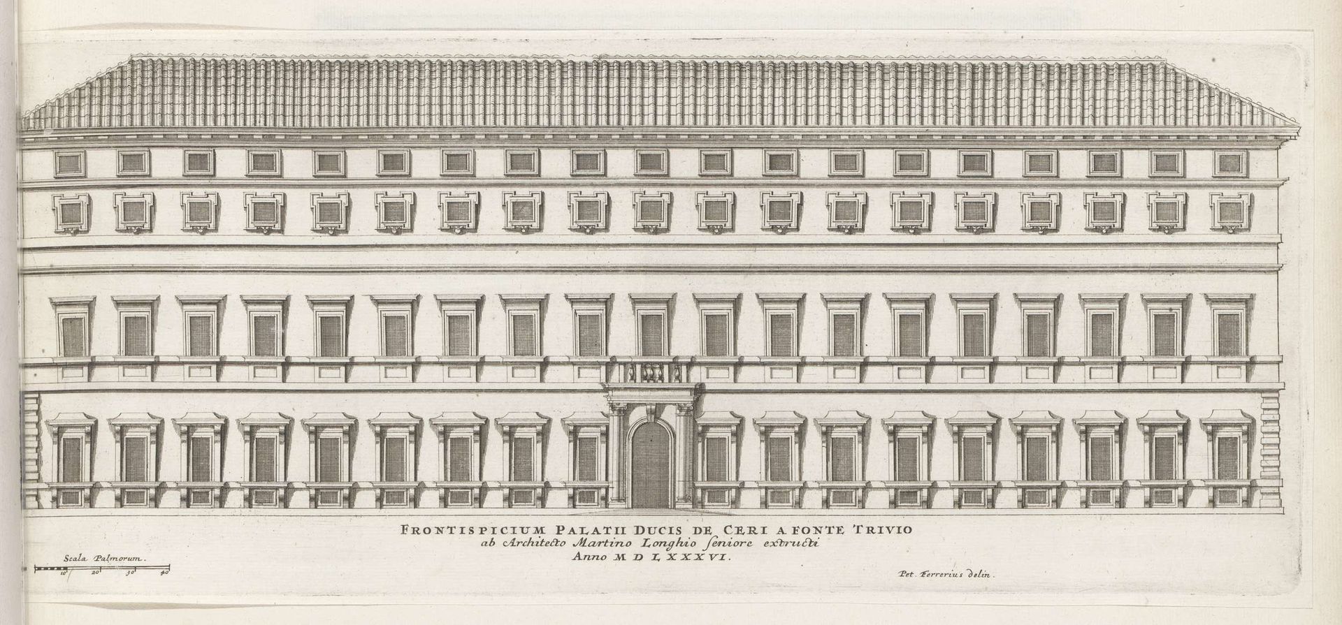 Façade van Palazzo Poli te Rome by Giovanni Battista Falda