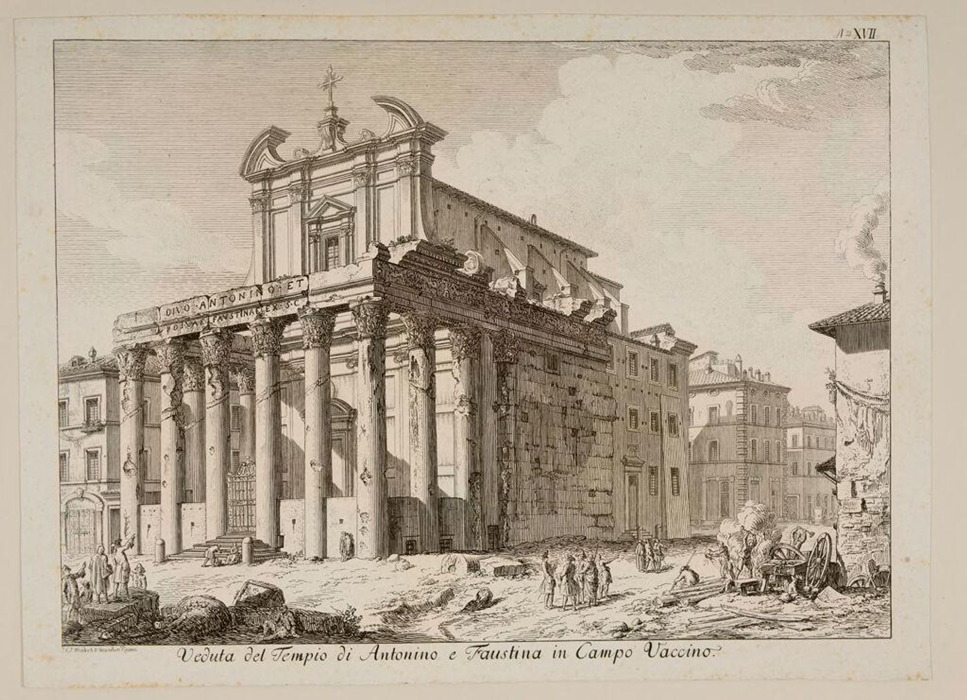 View of the Temple of Antoninus and Faustina at Campo Vaccino by Johann Christian Jacob Friedrich