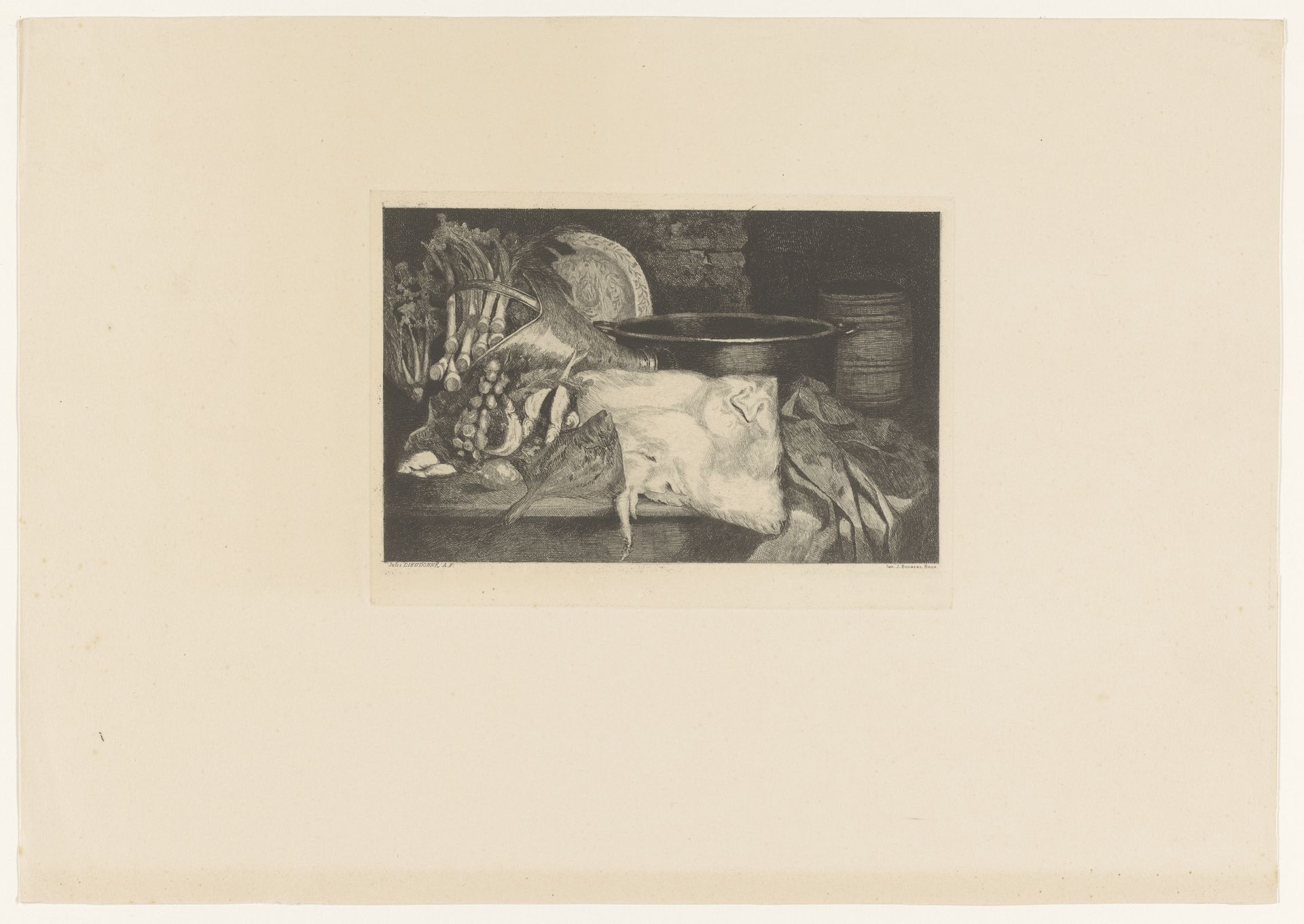 Stilleven met vis en groenten by Jules Dieudonné