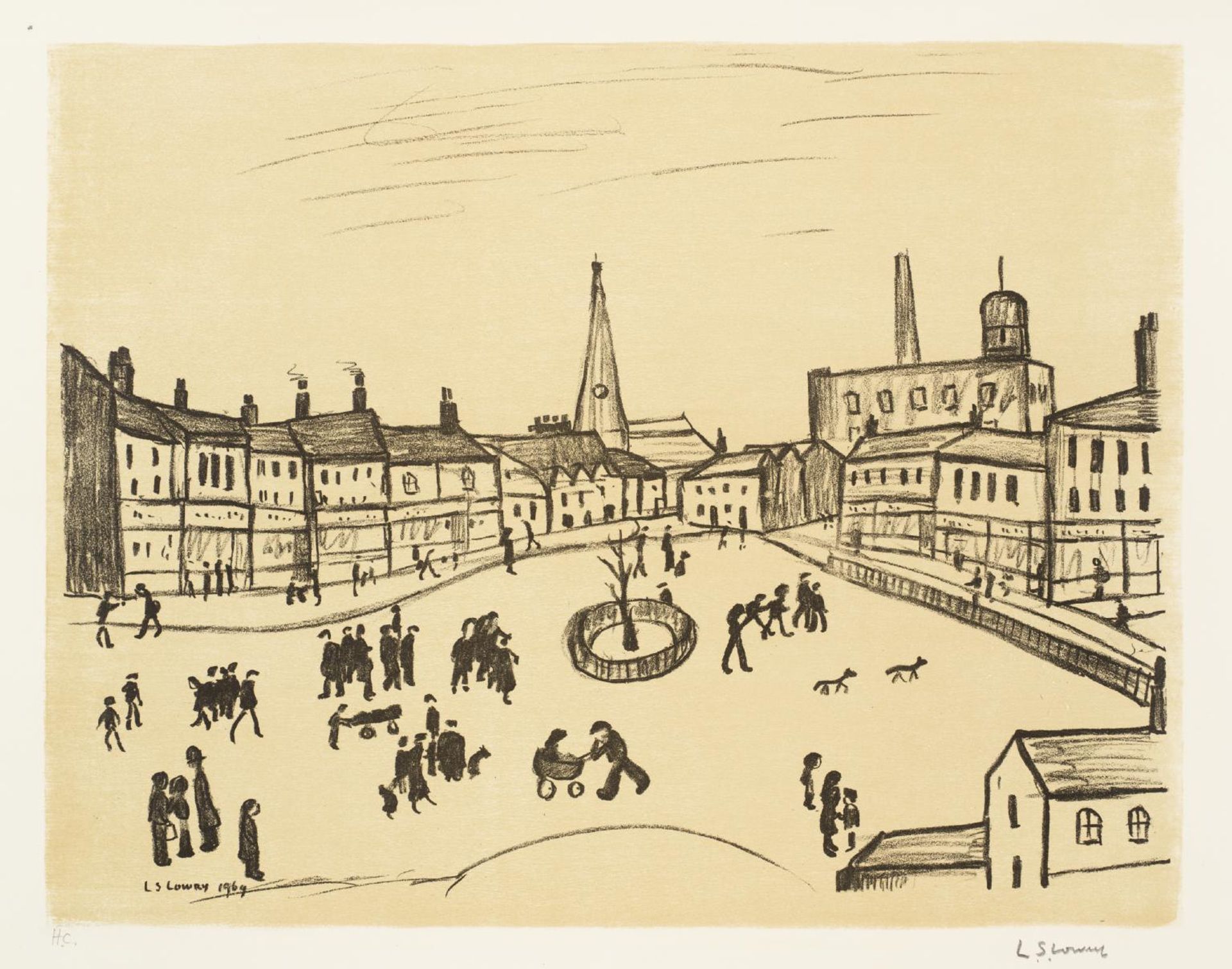 Tree in a Square by  L.S. Lowry