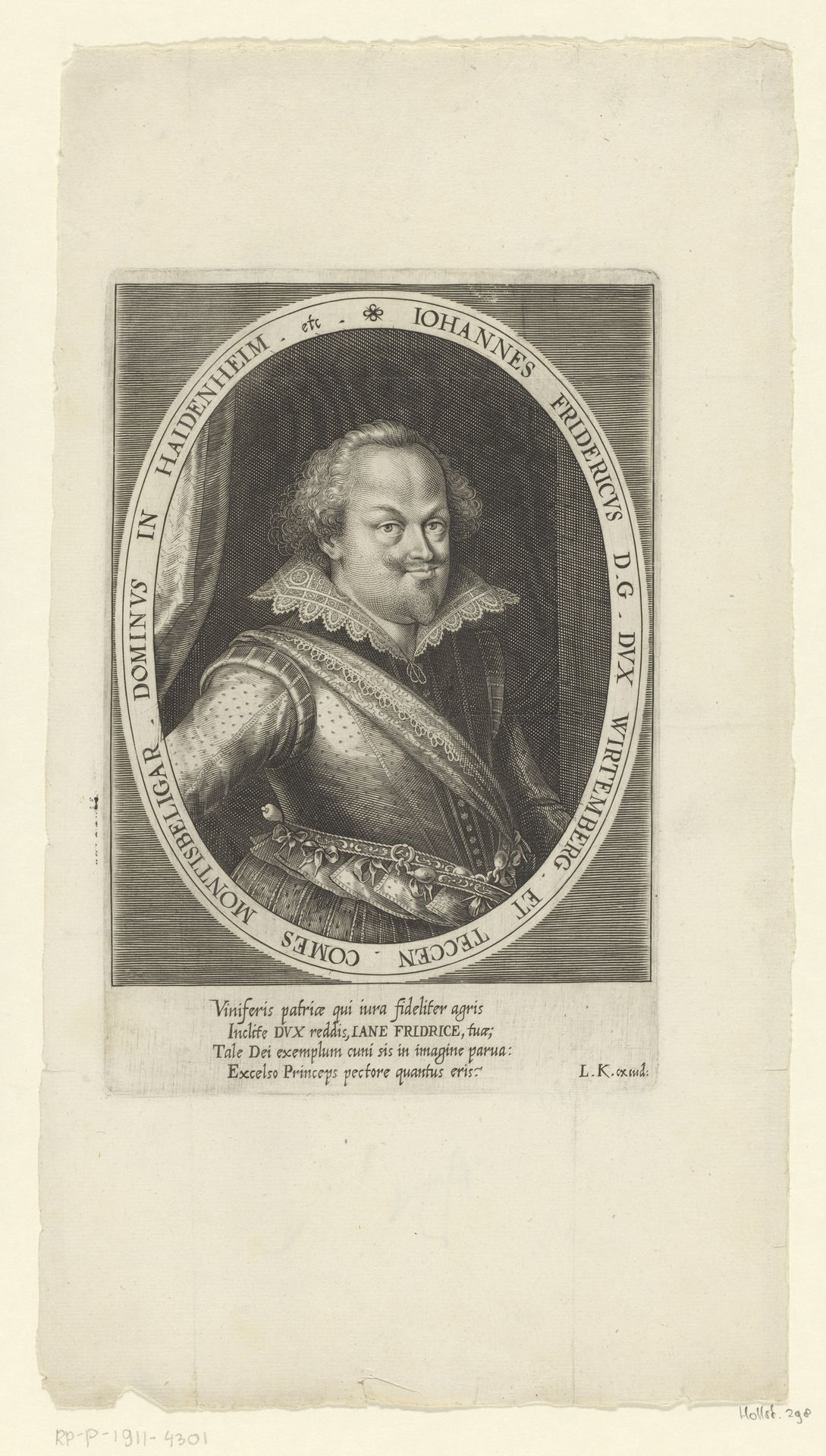 Portret van Johann Friedrich von Württemberg by Lucas Kilian