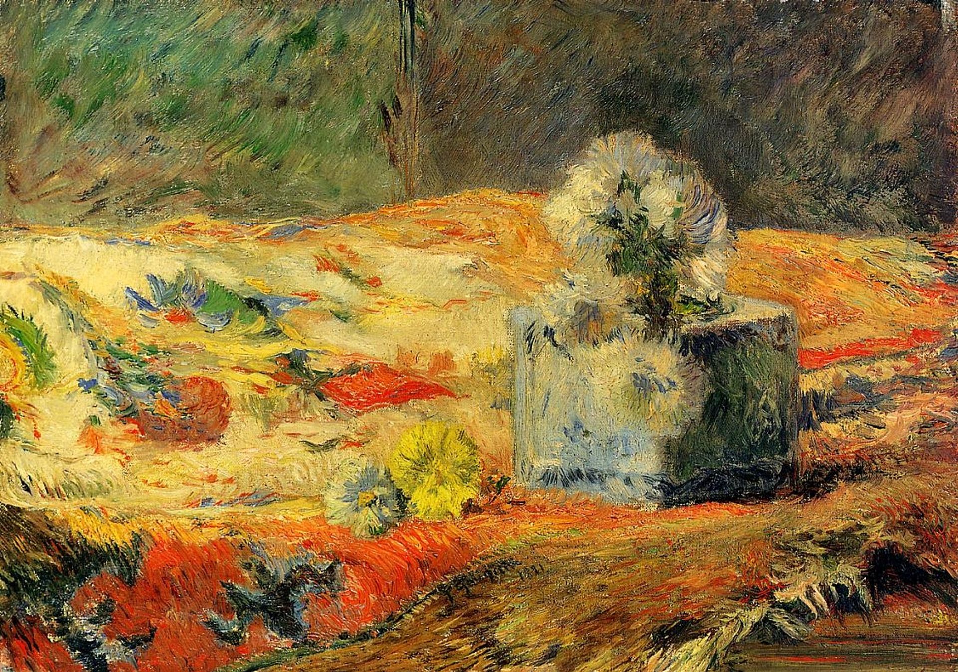 Flowers and carpet by Paul Gauguin
