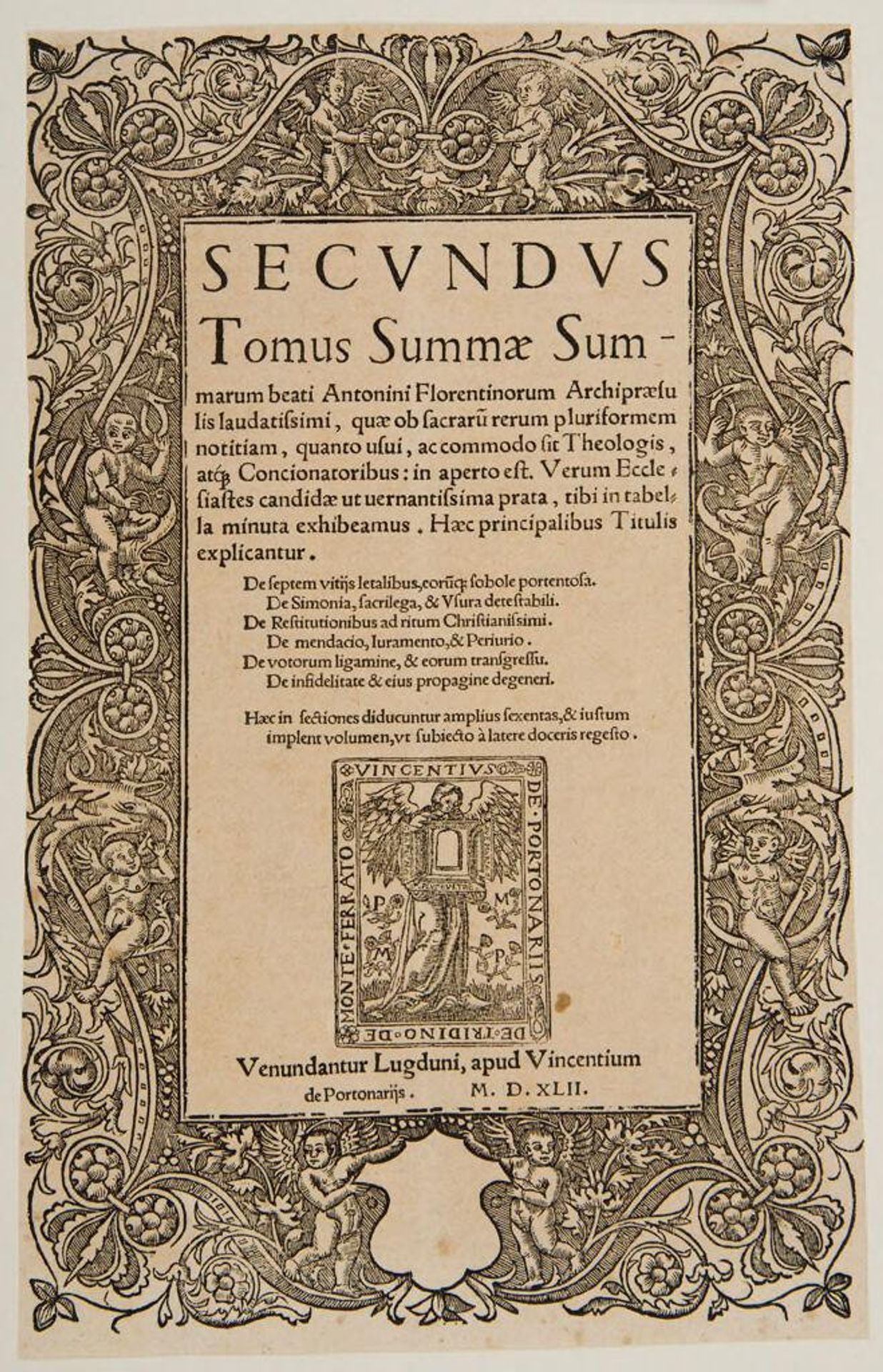 Border and Printer's Mark of Vincent de Portunariis by Anonymous