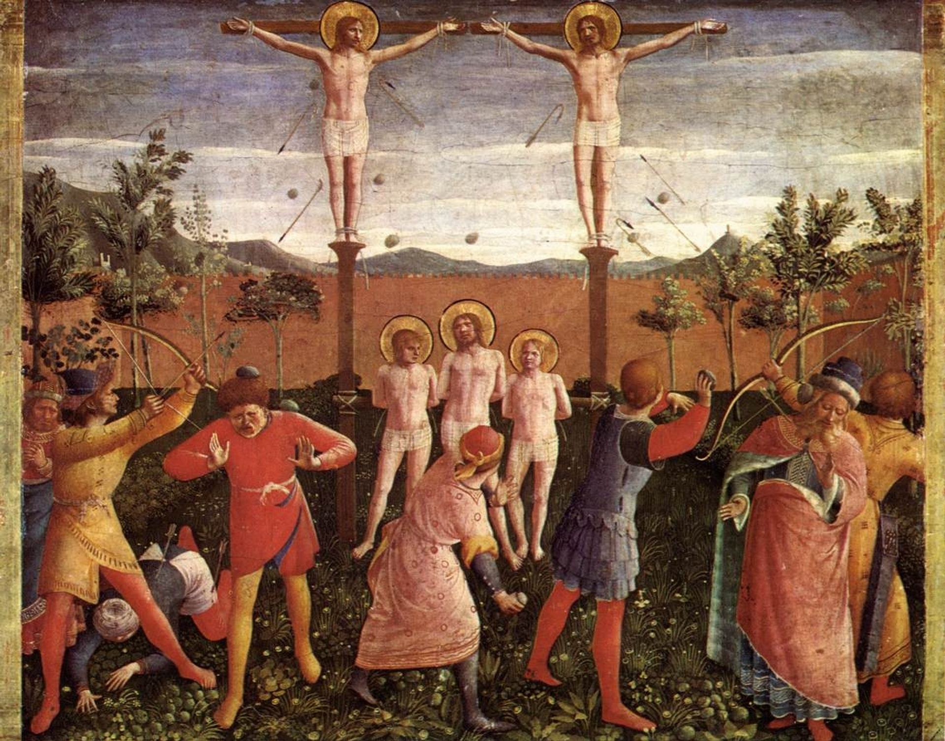 Saint Cosmas and Saint Damian Crucifixed and Stoned by Fra Angelico