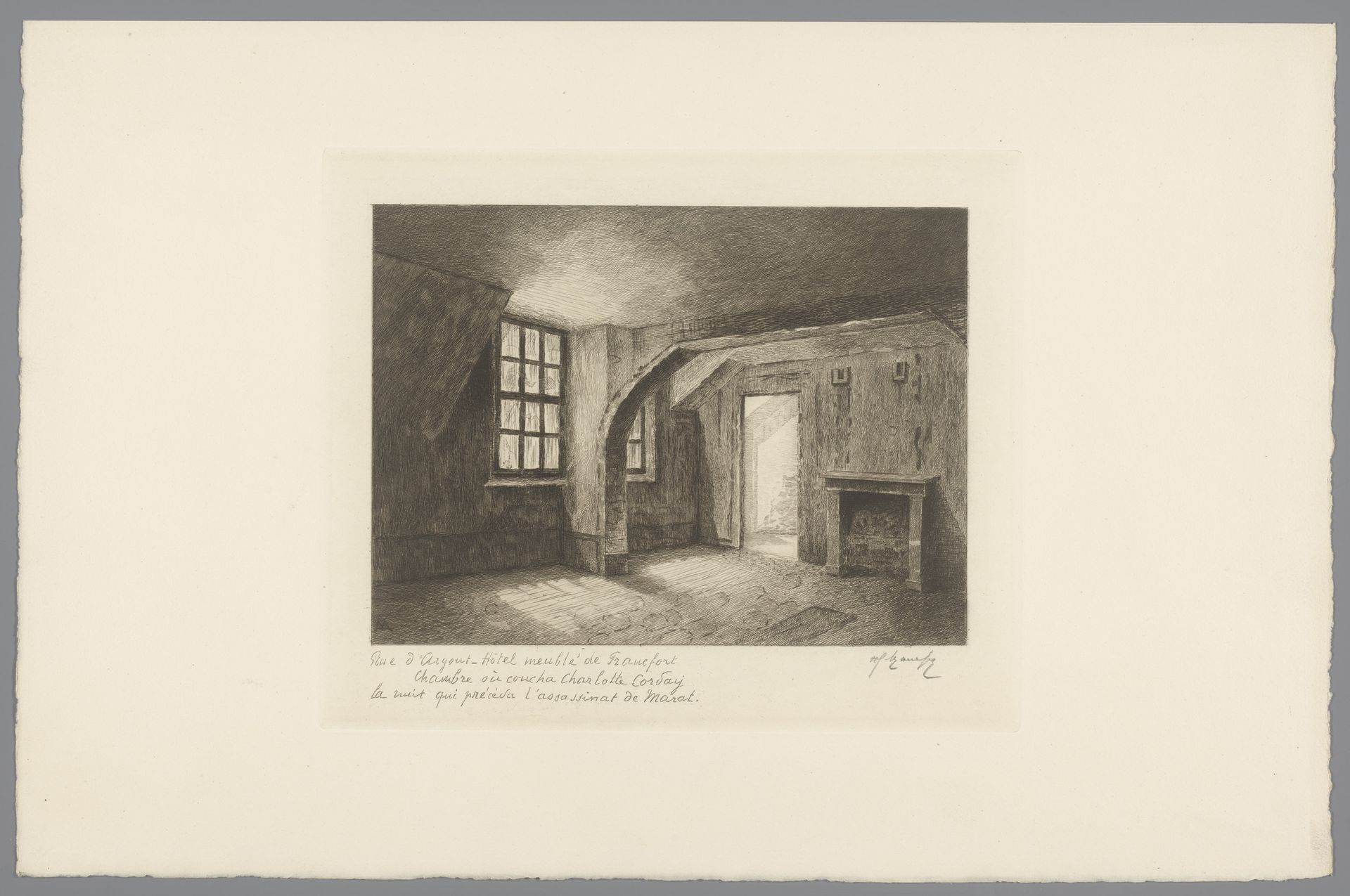 Kamer waarin Charlotte Corday sliep de nacht voor de moord op Jean-Paul Marat by Henri Manesse