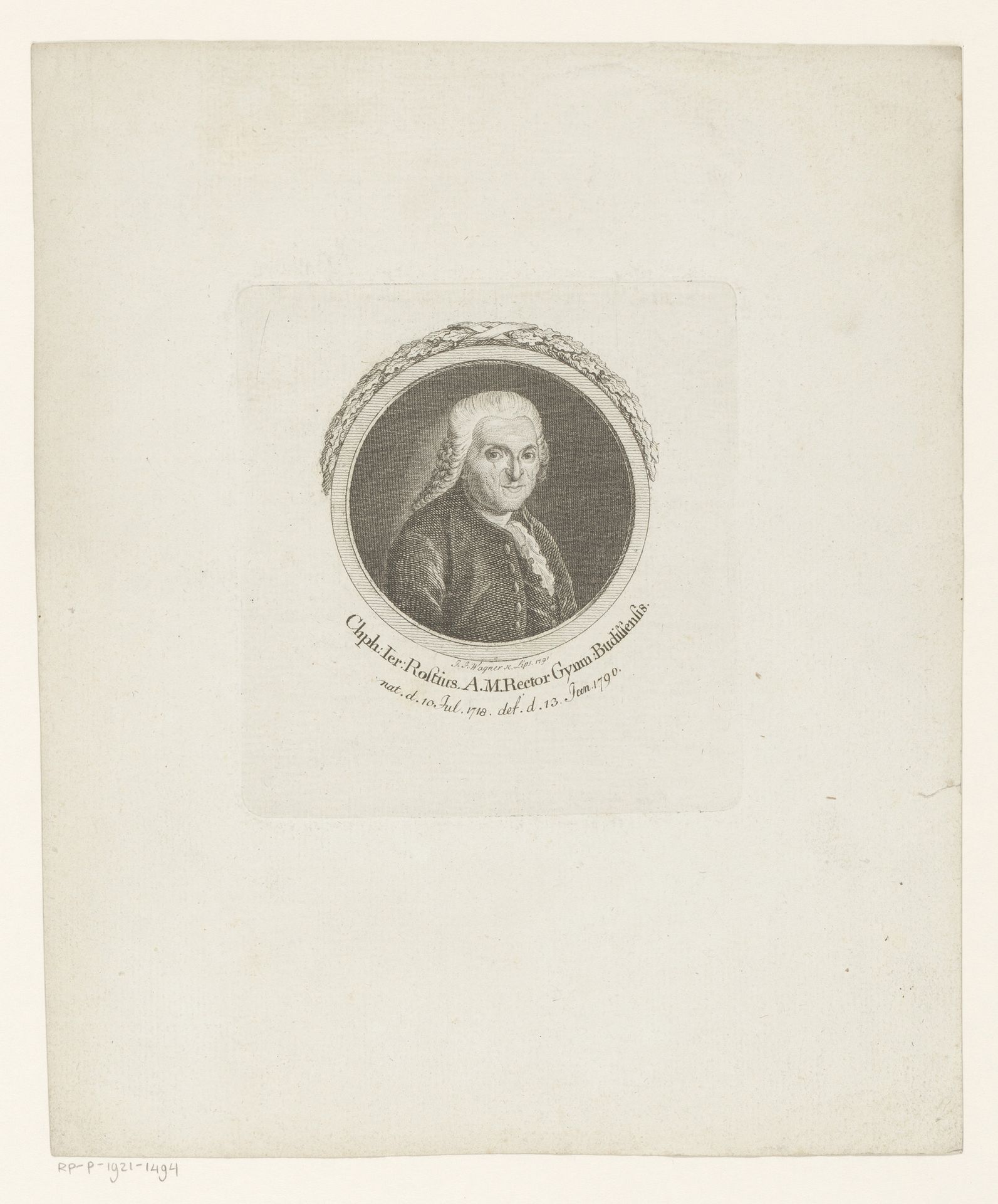Portret van Christoph Jeremias Rost by Johann Jakob Wagner