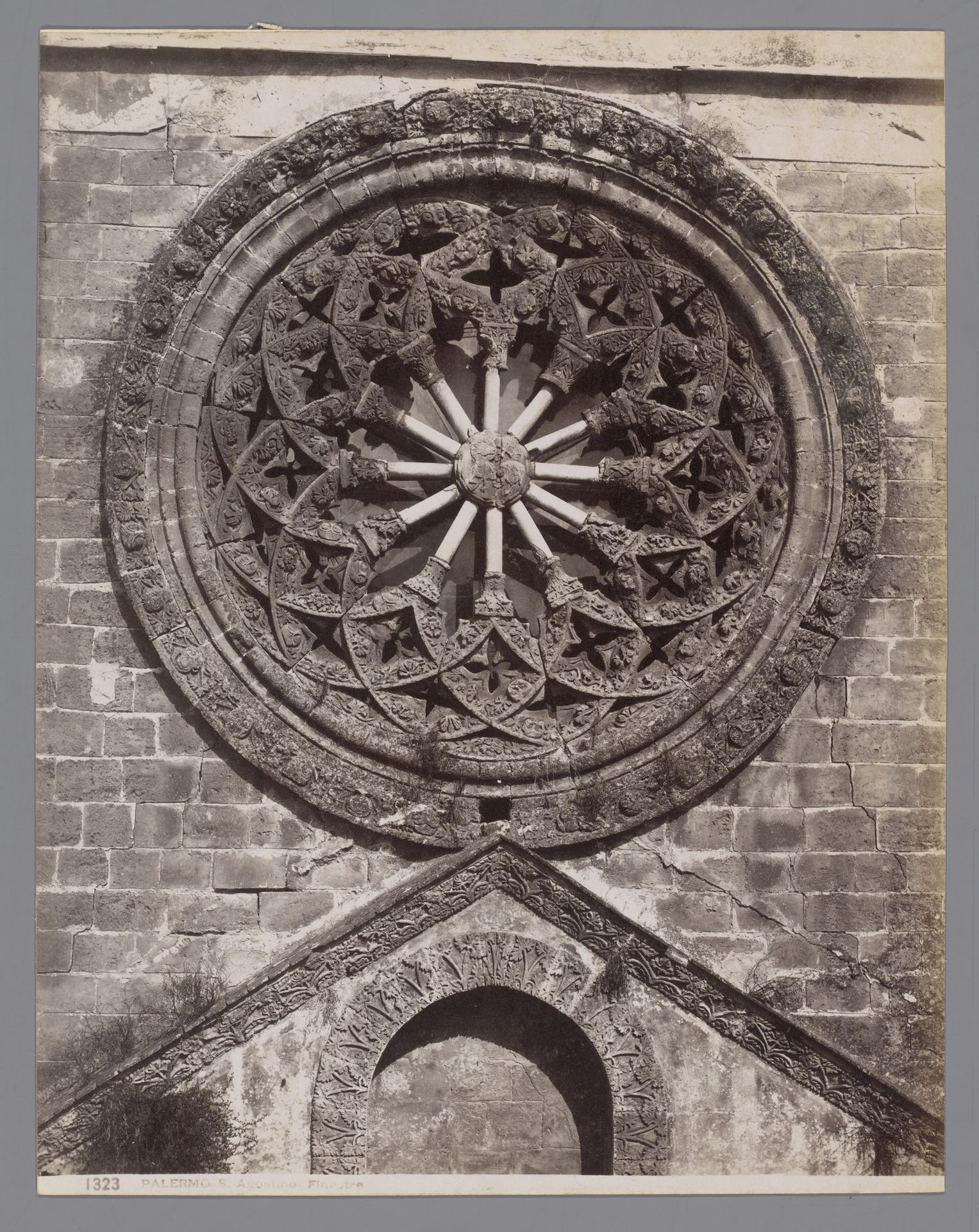 Roosvenster boven het voorportaal van Sant'Agostino te Palermo, Sicilië by Giorgio Sommer