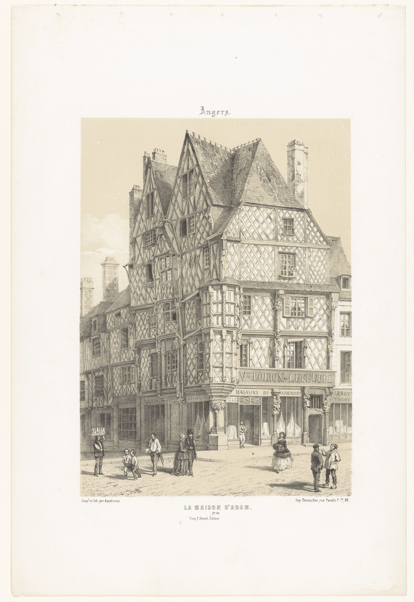 Zicht op het Maison d'Adam in Angers by Léon Auguste Asselineau