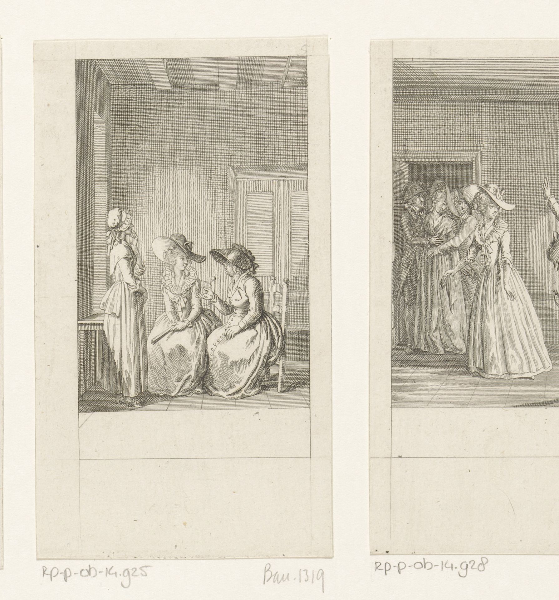 Cecilia in gesprek met Mrs. Benfield by Daniel Nikolaus Chodowiecki